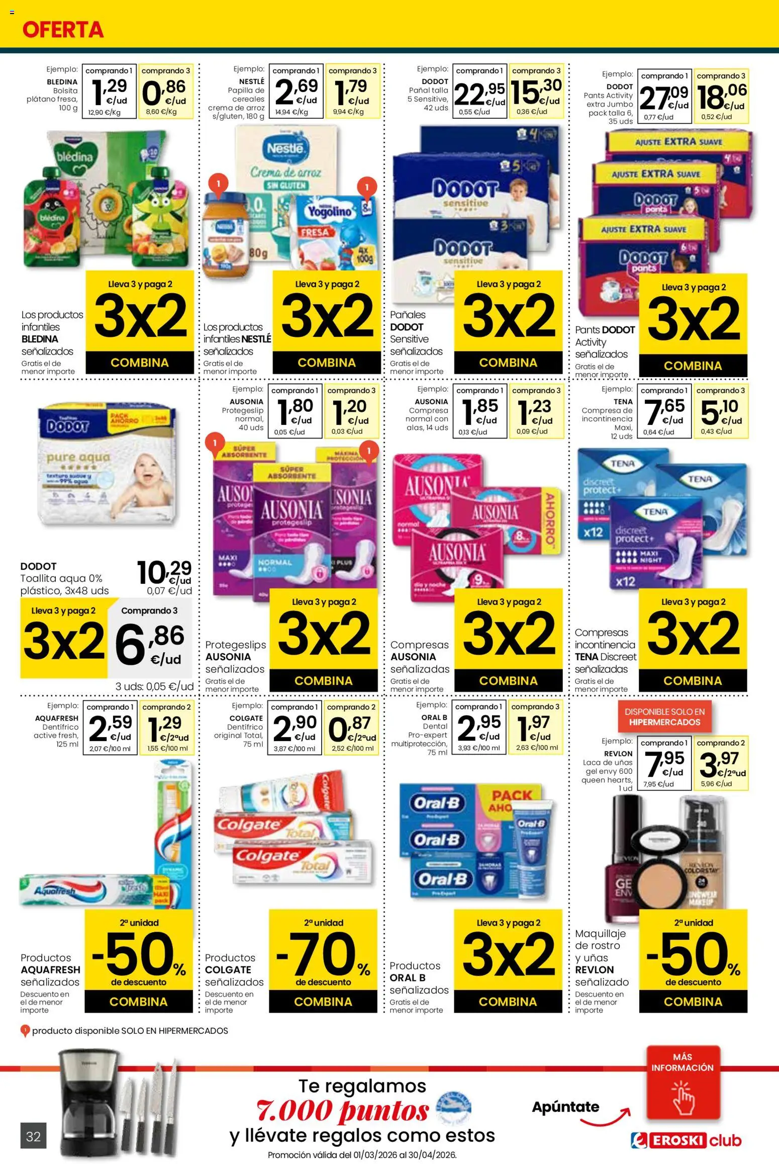 Eroski - Viste tu cesta de primavera  │ válido desde el 12.03.2026 | Página: 32 | Productos: Maquillaje, Cereales, Crema, Γλυφιτζούρι