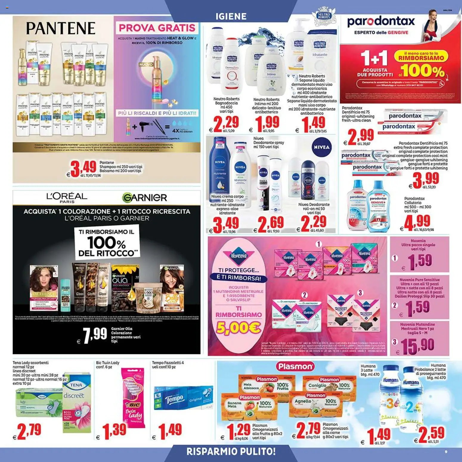 Volantino Elite Supermercati del 24.04.2026 | Pagina: 9 | Prodotti: Shampoo, Balsamo, Proteggi slip, Frutta