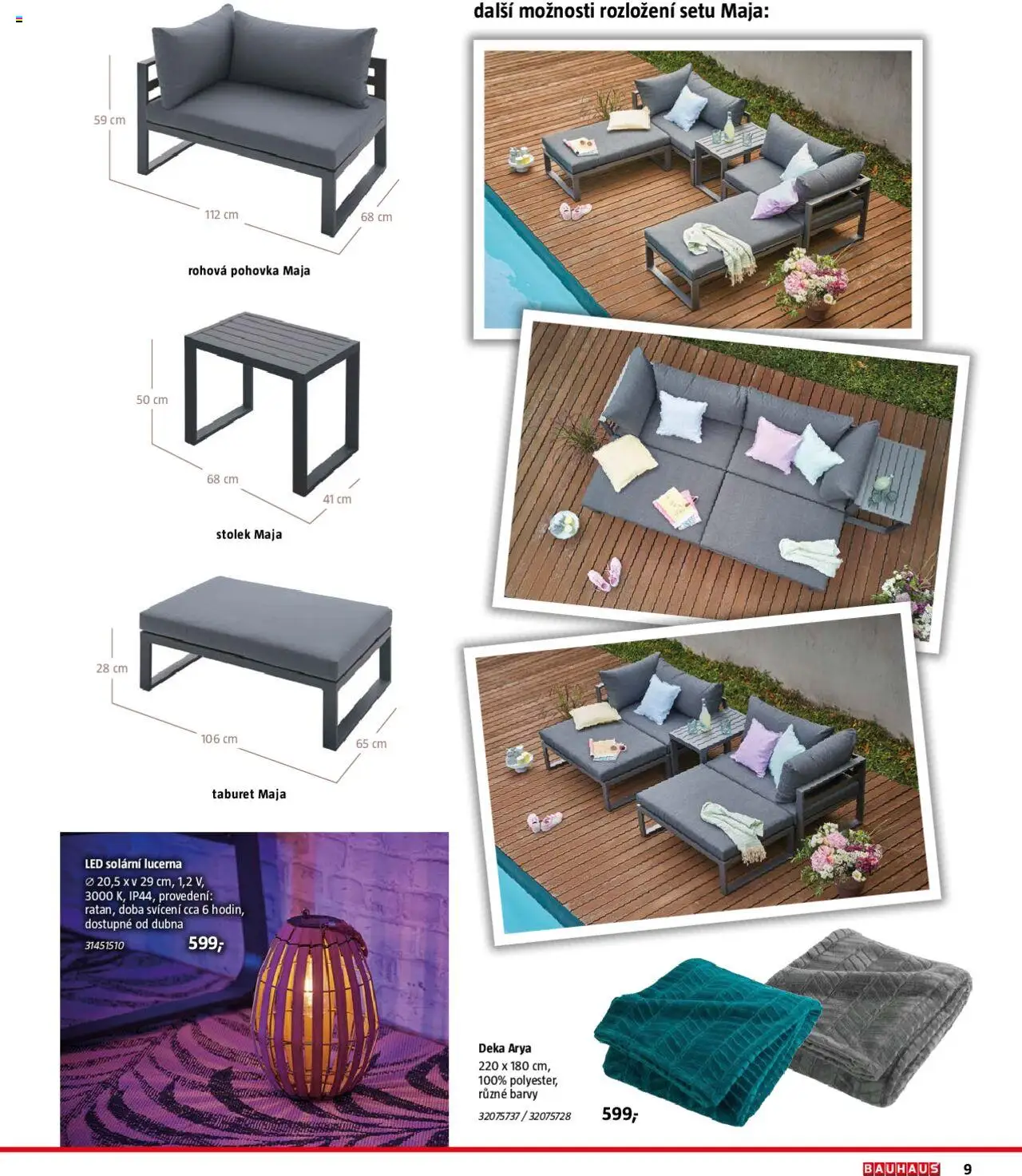 Bauhaus katalog Zahradní nábytek od 01.04.2025 | Strana: 9 | Produkty: Taburet, Deka, Pohovka, LED