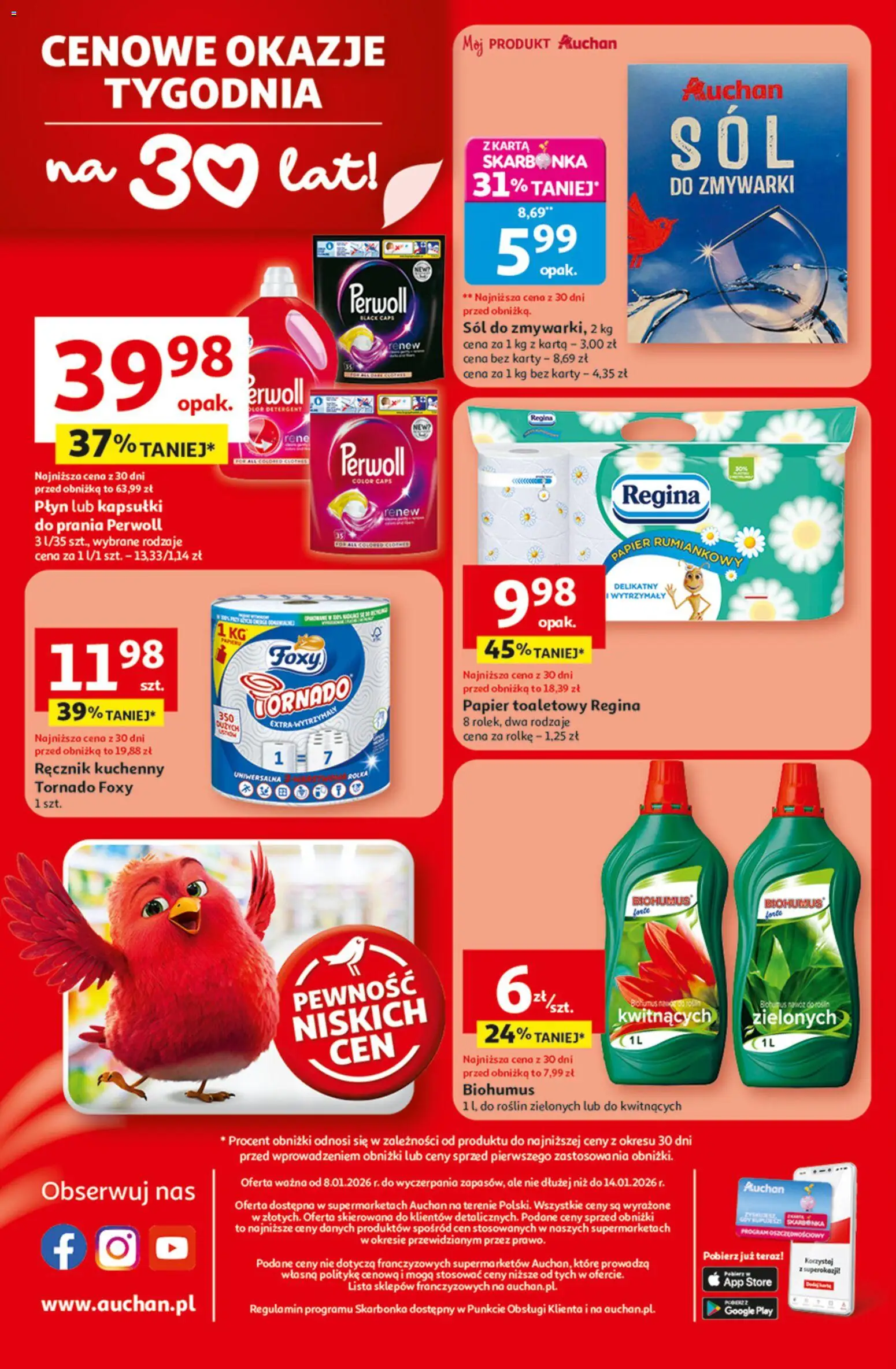 Auchan Gazetka od 08.01.2026 | Strona: 8 | Produkty: Karta, Papier toaletowy, Detergent, Sól