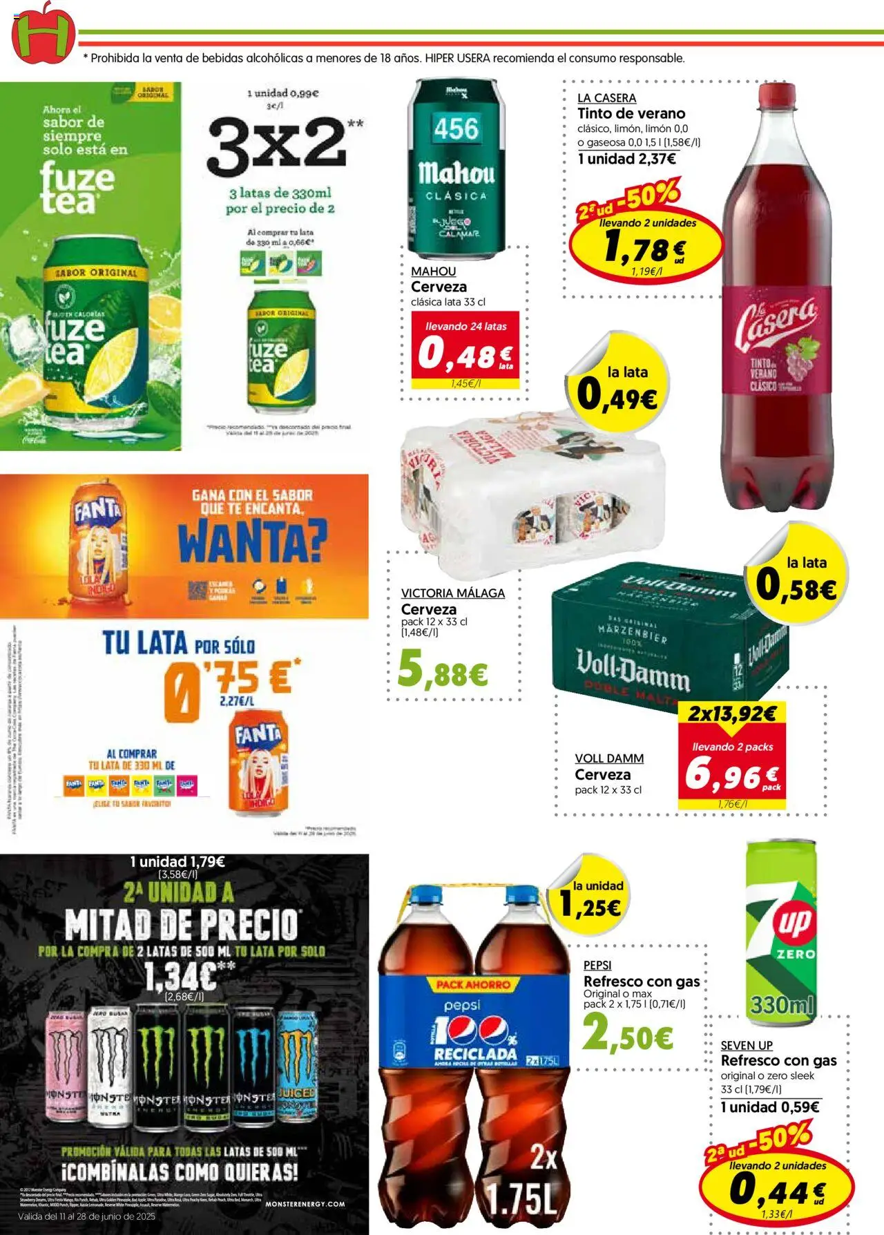Hiper Usera folleto │ válido desde el 11.06.2025 | Página: 10 | Productos: Cerveza, Té, Ρούτερ, Gaseosa