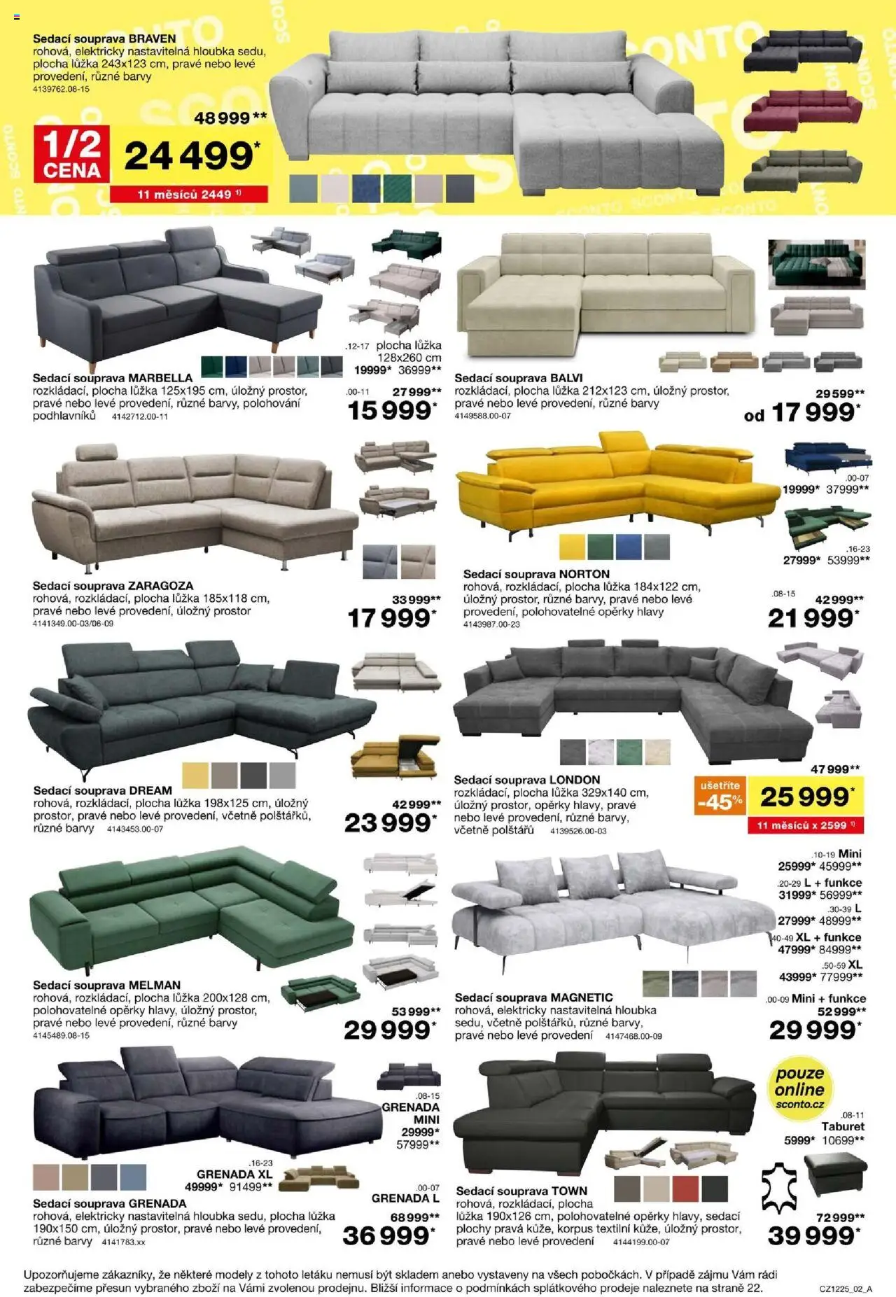 Sconto nábytek leták od 24.09.2025 | Strana: 2 | Produkty: Sedací souprava, Taburet, Modely, Barvy