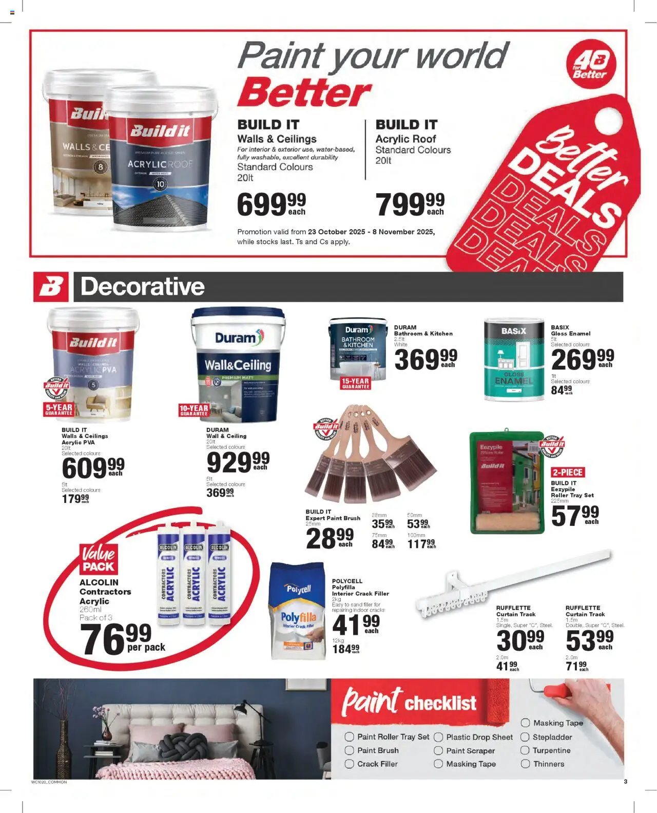 New Build It catalogue – valid from 23.10.2025 | Page: 3 | Products: Gloss, Tray, Paint, Brush
