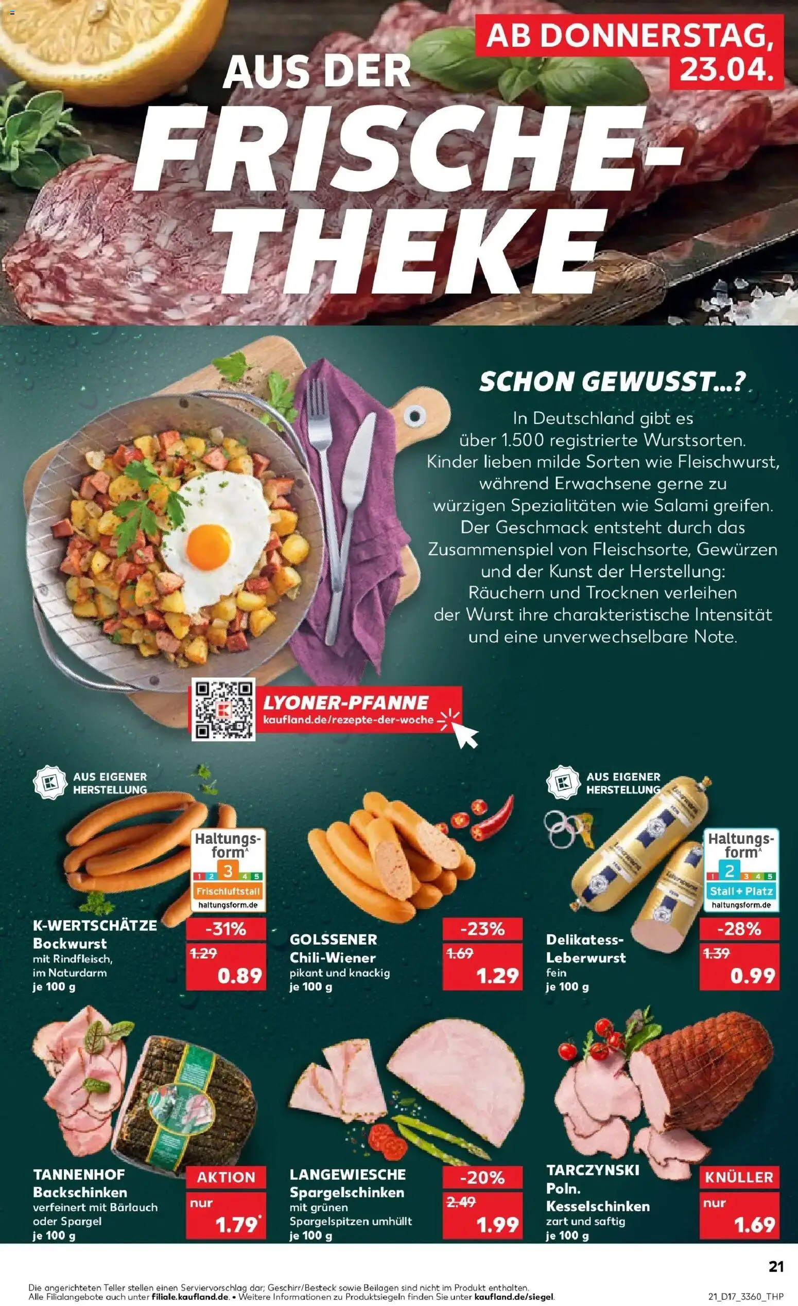 Kaufland Prospekt Merseburg	 – gültig ab 23.04.2026 | Seite: 21 | Produkte: Theke, Spargel, Wurst, Salami