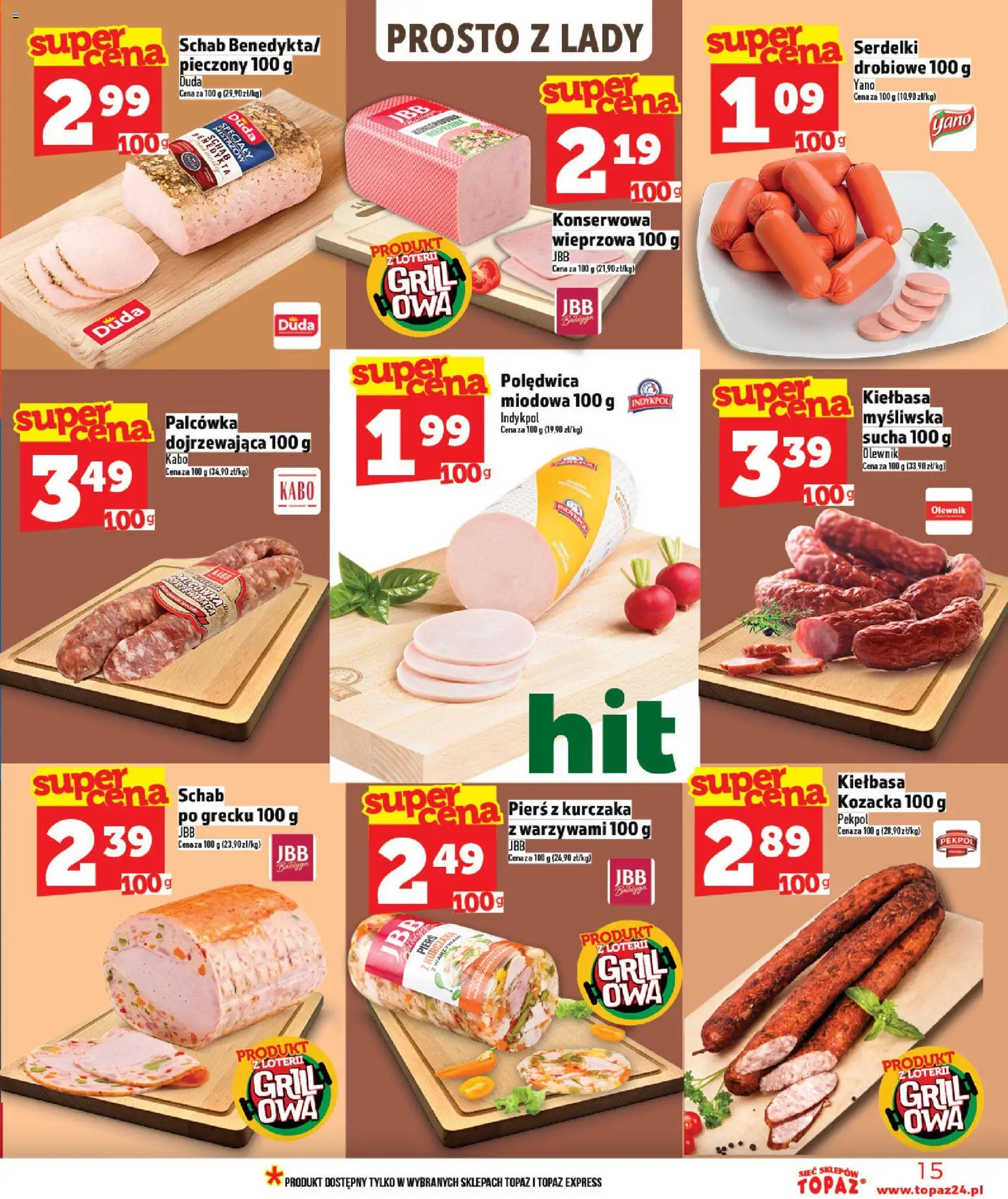 Topaz gazetka - MAZ od 30.04.2026 | Strona: 15 | Produkty: Kiełbasa, Pierś z kurczaka, Grill, Myśliwska
