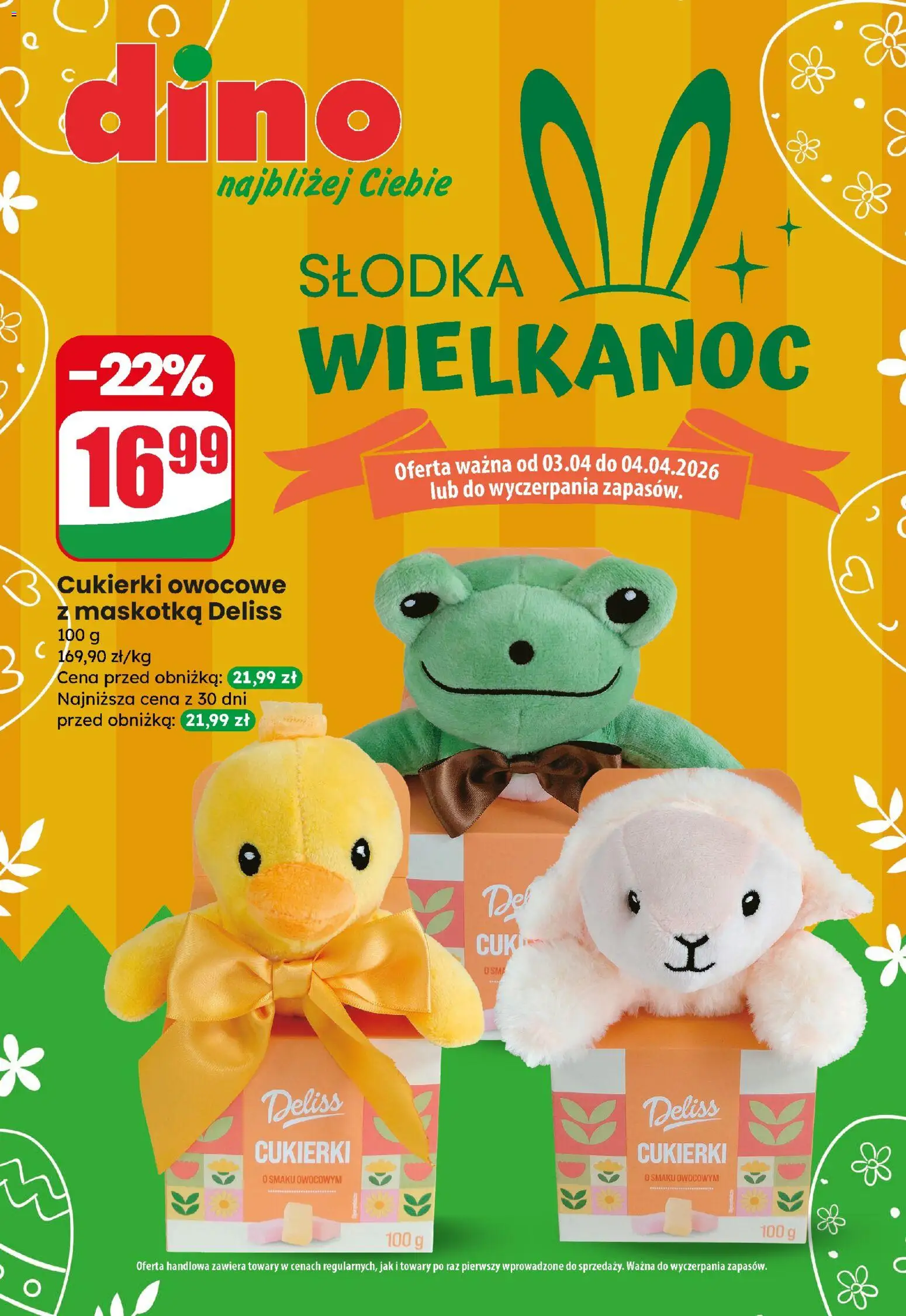Dino gazetka - Słodka Wielkanoc od 03.04.2026 | Strona: 1 | Produkty: Cukierki owocowe, Cukierki