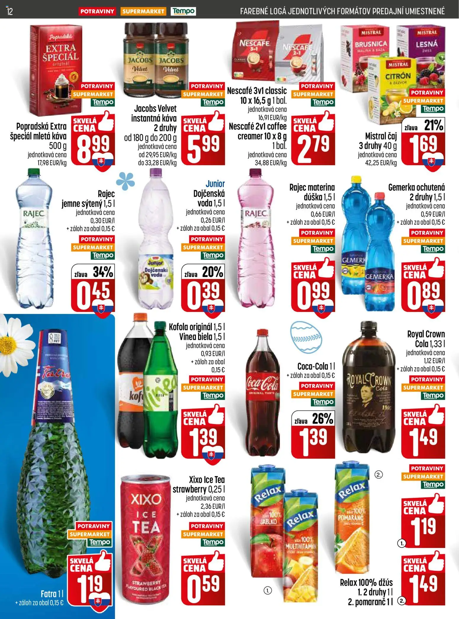 Nové COOP Jednota akcie – leták je platný od 26.03.2026 | Strana: 12 | Produkty: Čaj, Coca cola, Fatra, Cola