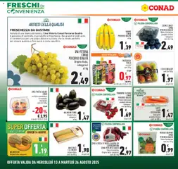 Volantino Conad del 13.08.2025 | Pagina: 4 | Prodotti: Banane, Frutta, Uva, Macedonia