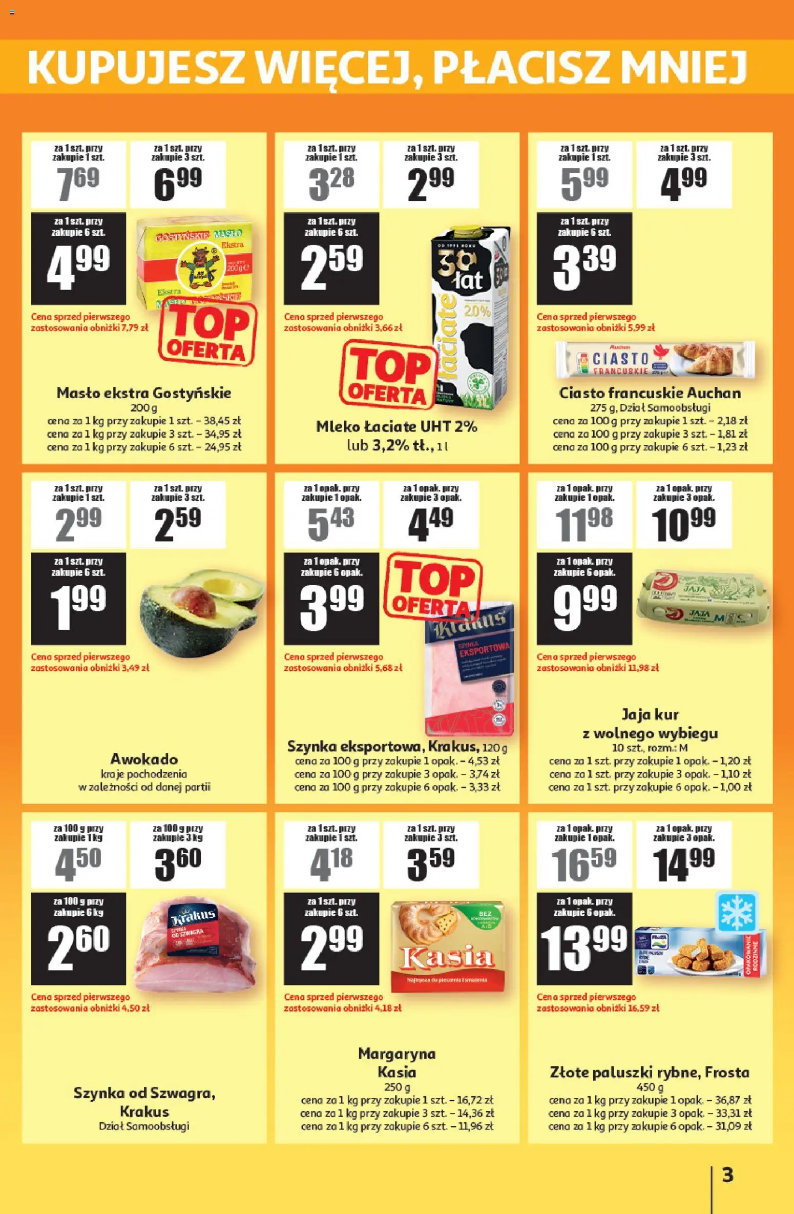 Auchan Gazetka - ATAC Hiper Discount od 13.11.2025 | Strona: 3 | Produkty: Ciasto francuskie, Szynka, Paluszki, Mleko