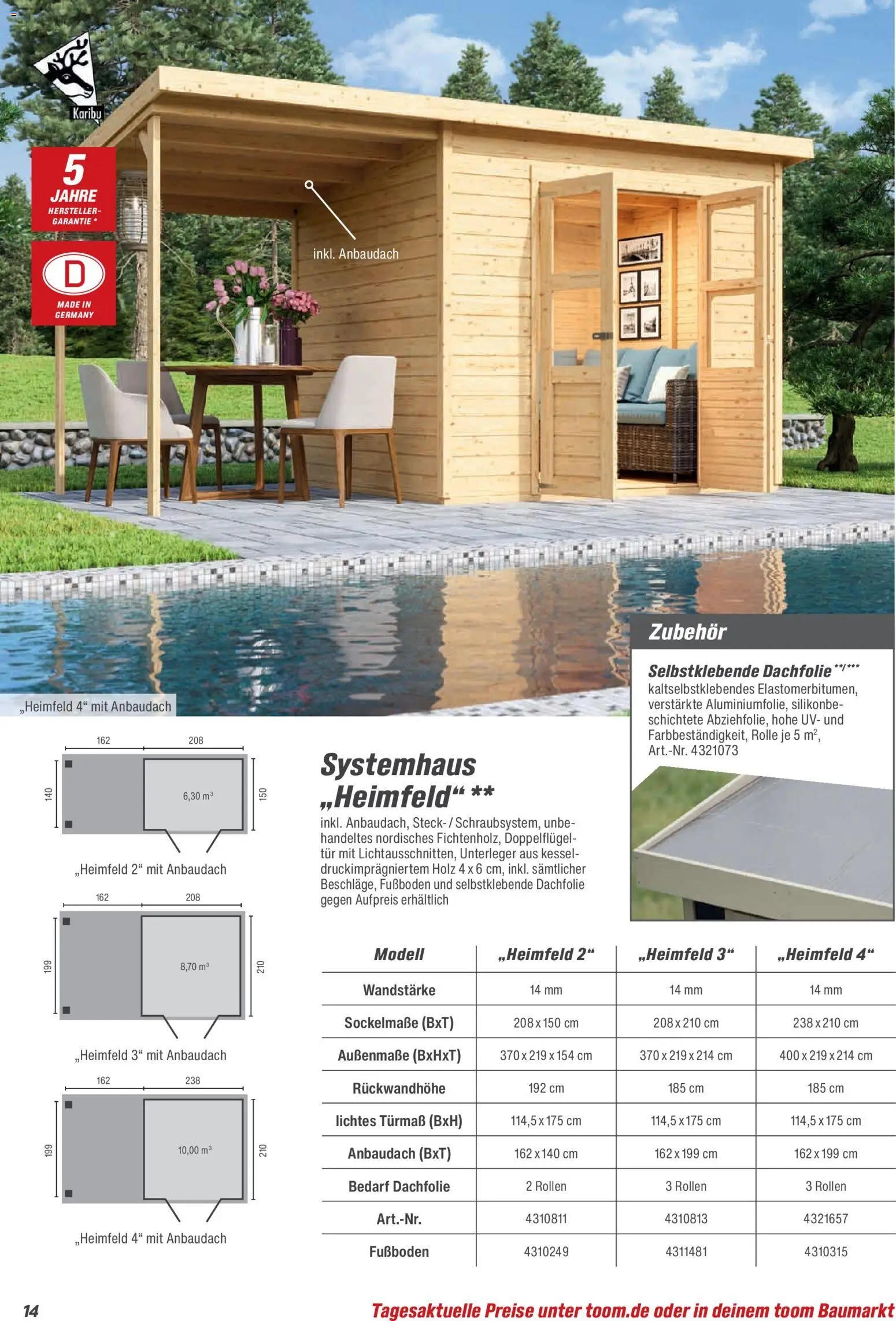 Toom Baumarkt Gartenhäuser & Carports 2026 – gültig ab 20.02.2026 | Seite: 14 | Produkte: Tür