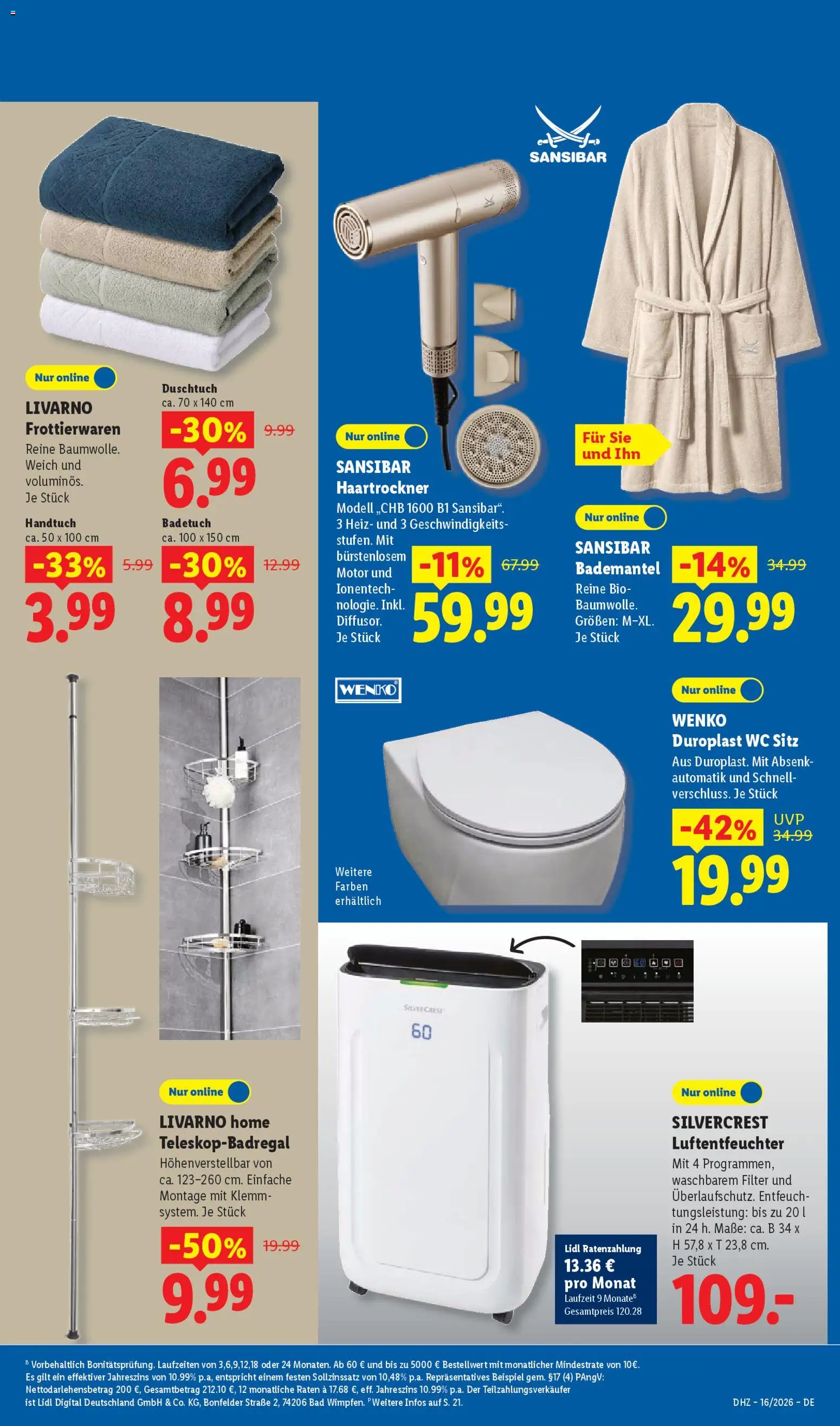 Lidl Prospekt – gültig ab 13.04.2026 | Seite: 7 | Produkte: Haartrockner, WC Sitz, Bademantel