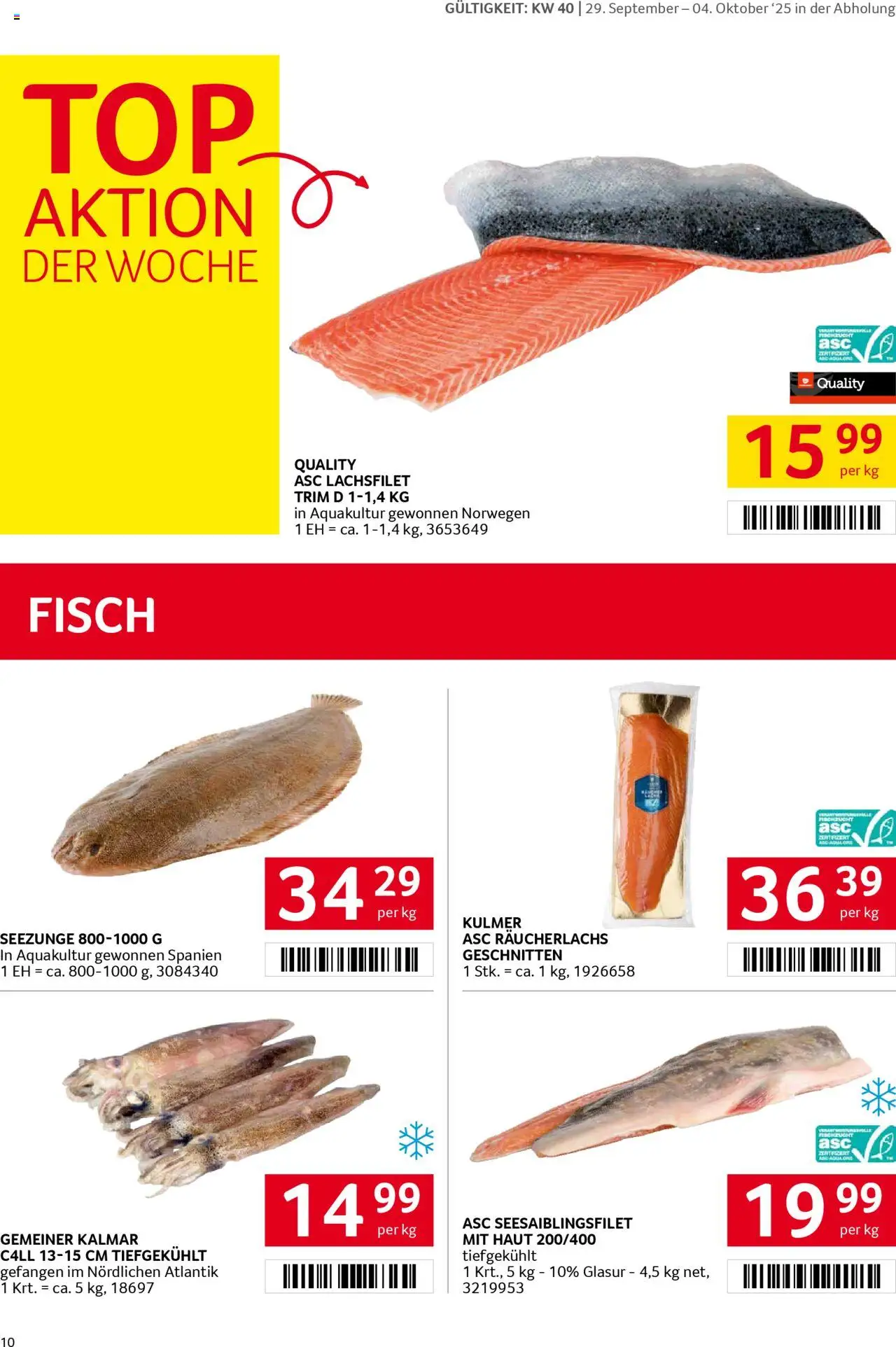Transgourmet Flugblatt gültig ab 28.09.2025 | Seite: 10 | Produkte: Fisch