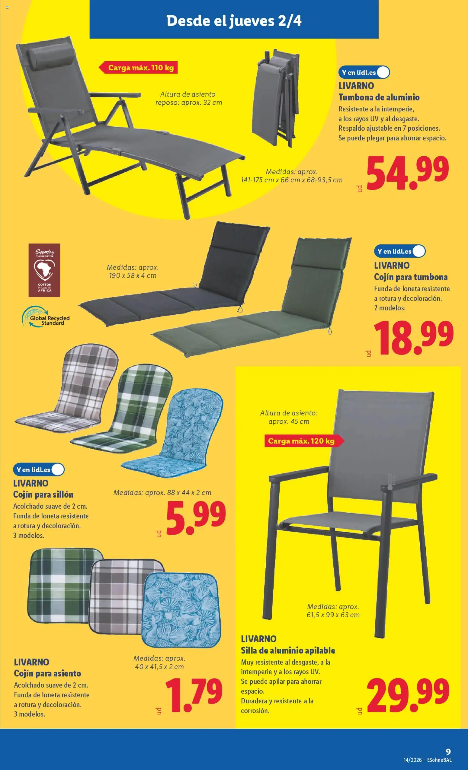 Lidl folleto de bazar │ válido desde el 30.03.2026 | Página: 15 | Productos: Funda, Tumbona, Sillón, Silla