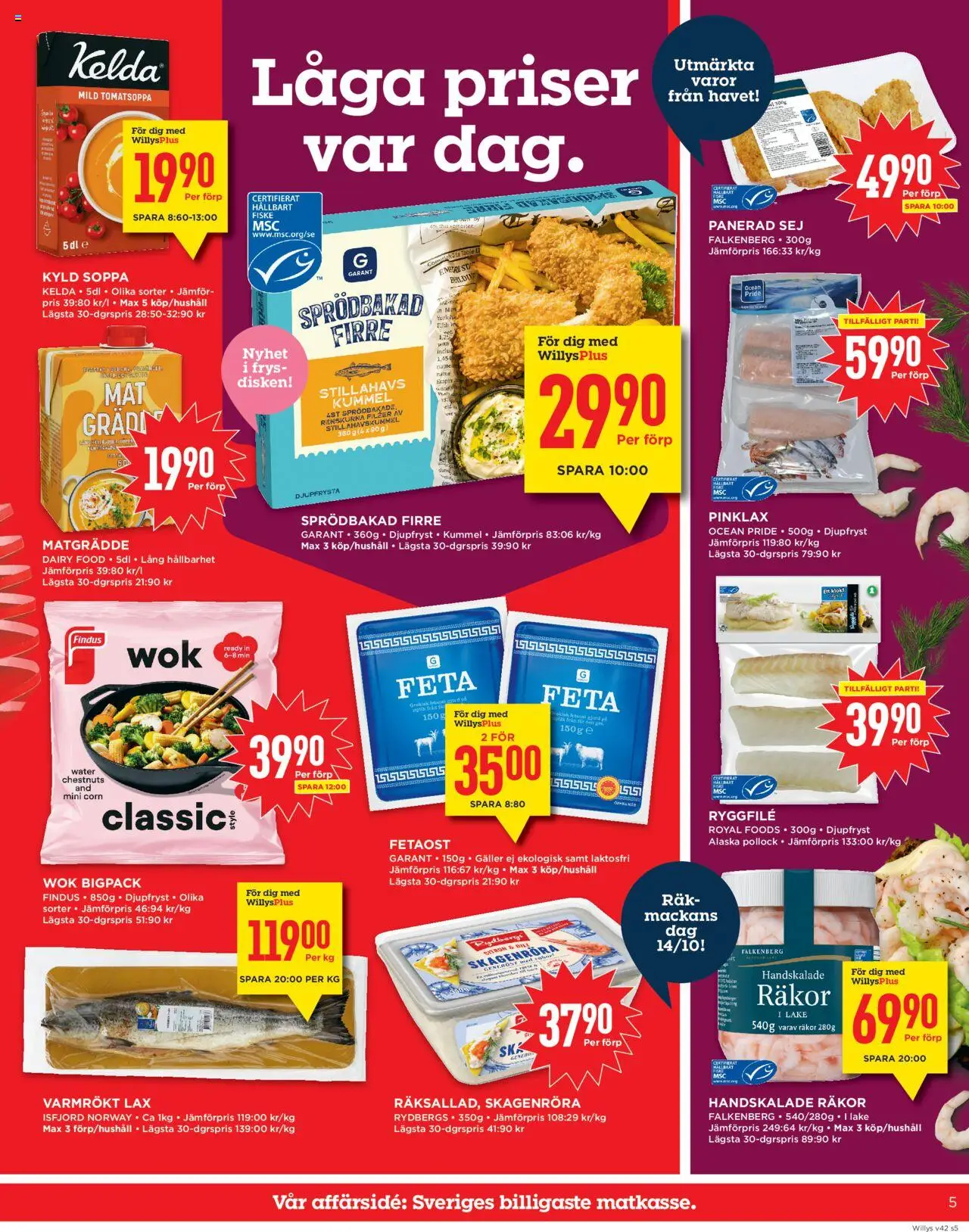 Willys reklamblad aktuell från 13.10.2025 | Sida: 5 | Produkter: Galler, Fetaost, Soppa, Frys