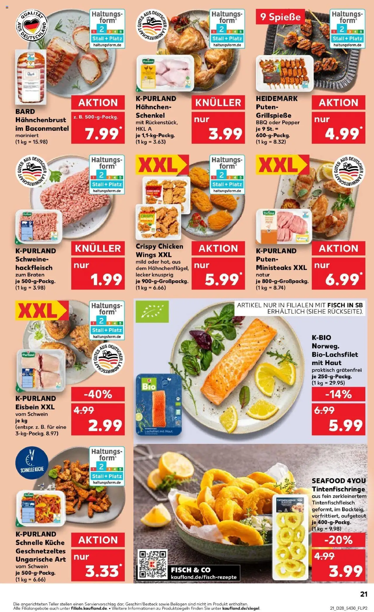 Kaufland prospekt Neu-Ulm	 - gültig ab dem 09.07.2025 | Seite: 21 | Produkte: Hahnchen, Fisch, Hackfleisch, Hahnchenbrust