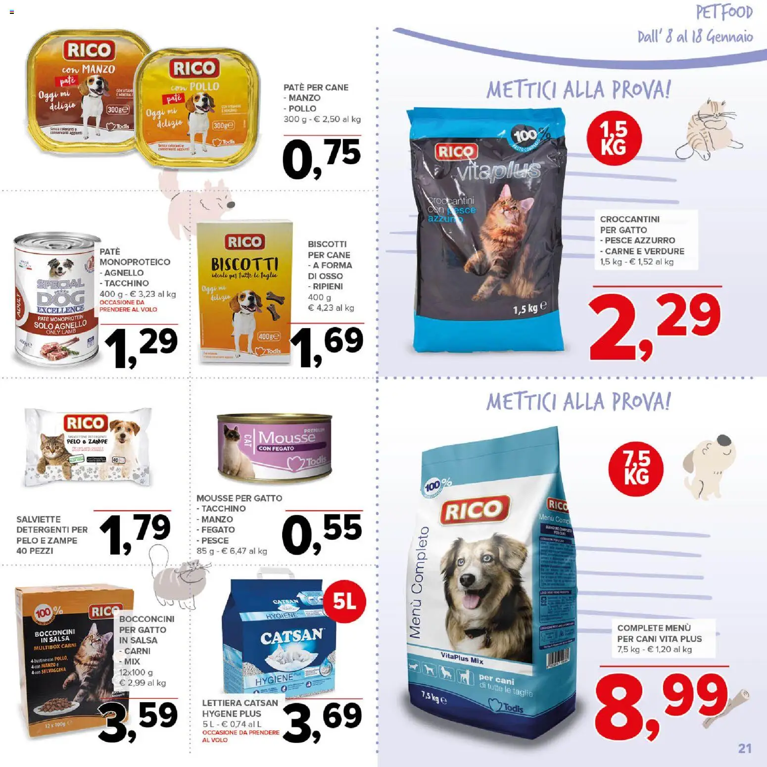 Volantino Todis del 08.01.2026 | Pagina: 21 | Prodotti: Paté, Pollo, Biscotti, Tacchino