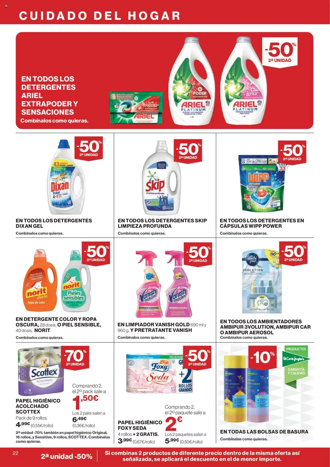 Hipercor catálogo │ válido desde el 09.10.2025 | Página: 24 | Productos: Quitamanchas, Detergente, Papel higienico, Ropa