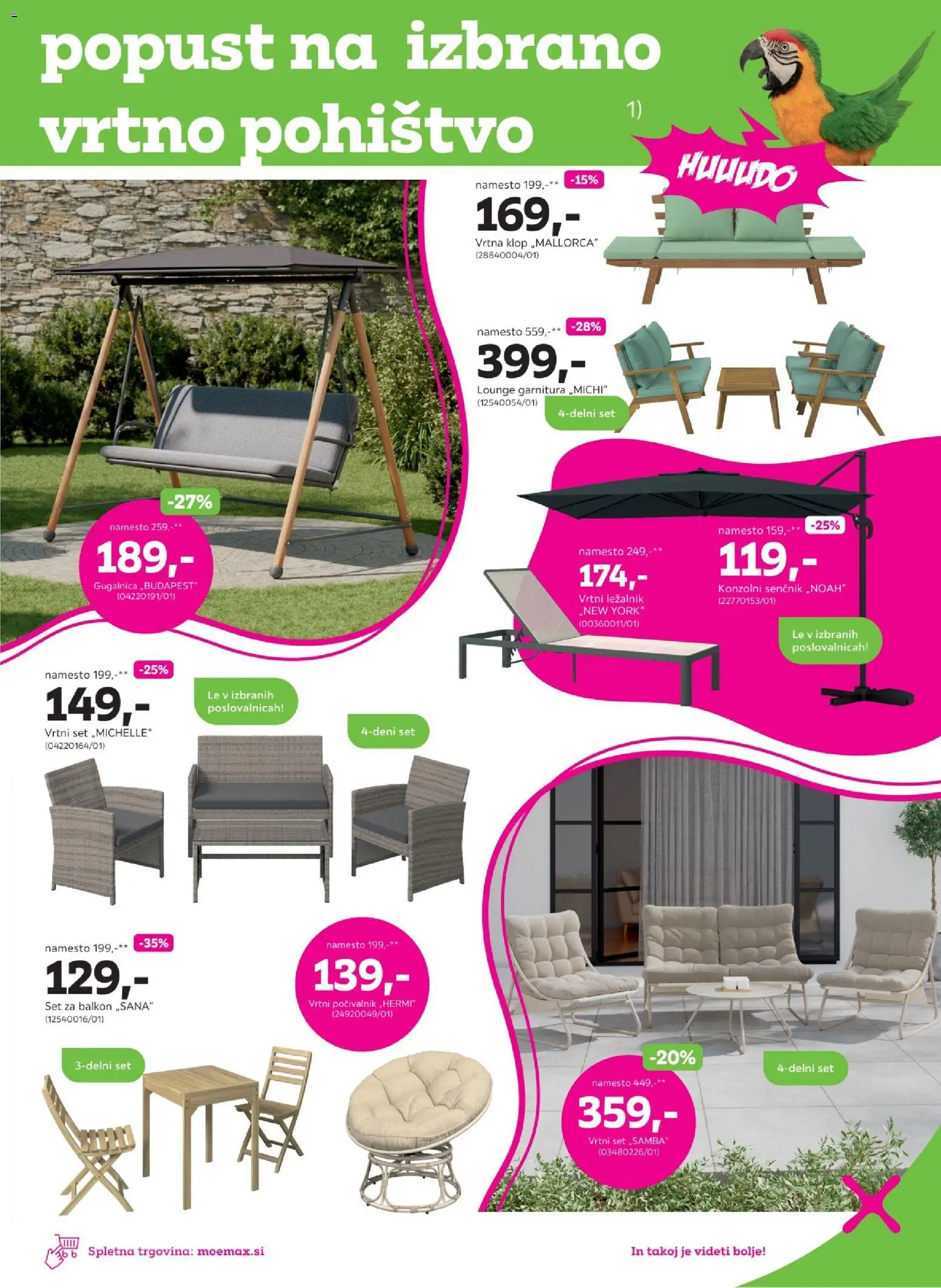 Novi Mömax katalog ponudbe – veljaven od 30.03.2026 | Stran: 7 | Izdelki: Ležalnik, Senčnik, Vrtno pohistvo, Gugalnica