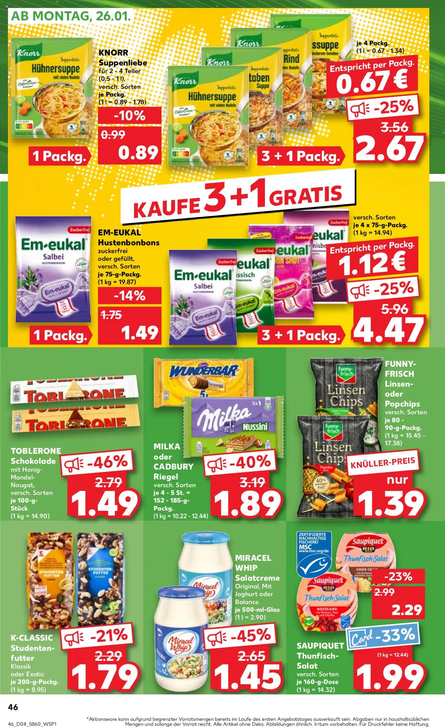 Kaufland prospekt Stuttgart	 – gültig ab 22.01.2026 | Seite: 46 | Produkte: Funny frisch, Miracel whip, Chips, Salat