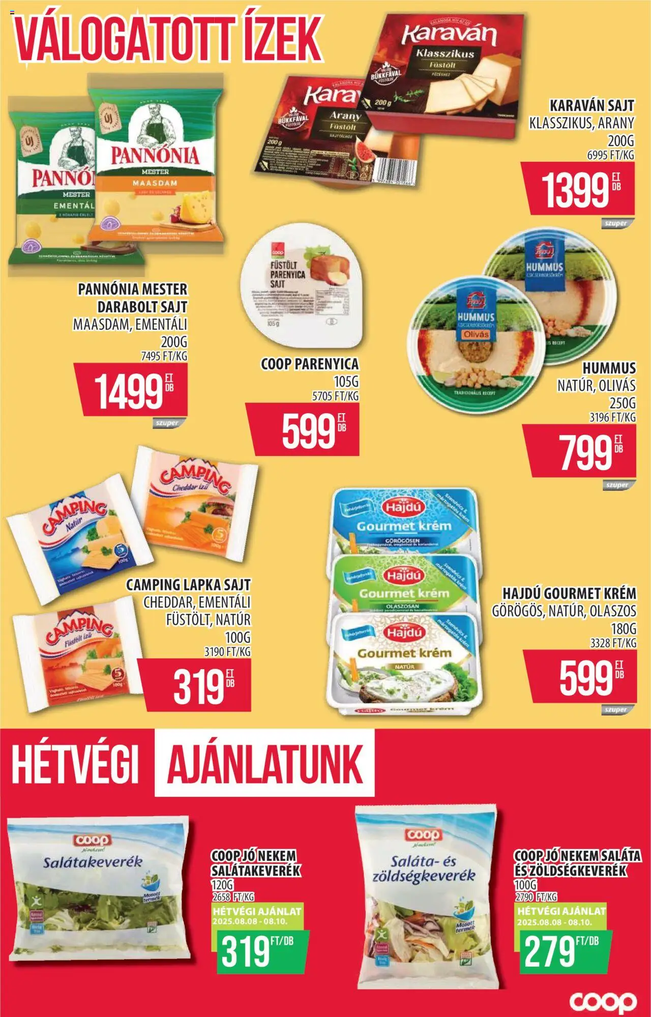 COOP akciós ujság - amely érvényes a következő dátumtól: 07.08.2025 | Oldal: 8 | Termékek: Zöldségkeverék, Szendvics, Parenyica, Sajt