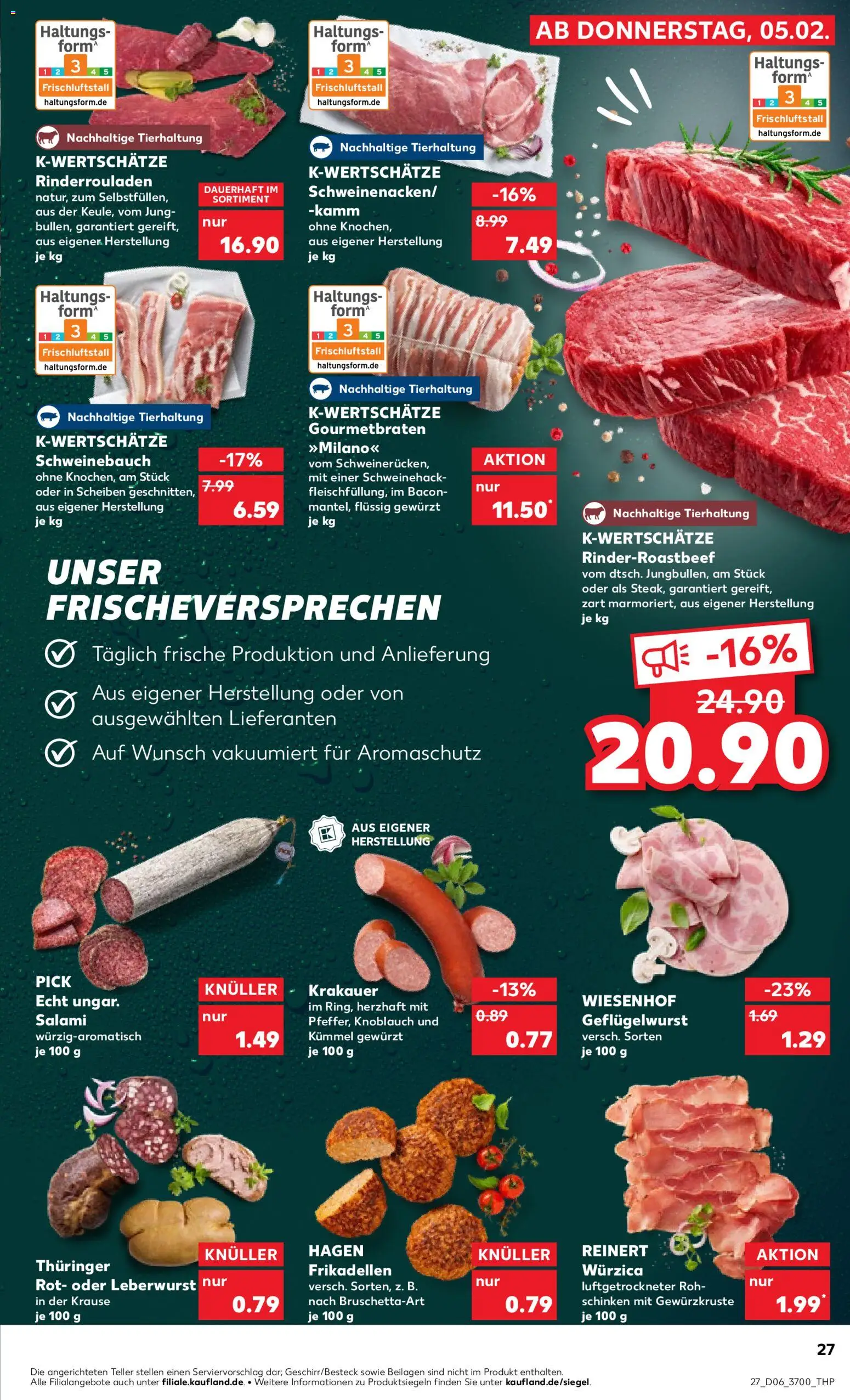 Kaufland prospekt Rostock	 – gültig ab 05.02.2026 | Seite: 27 | Produkte: Rinderrouladen, Knoblauch, Salami, Schinken