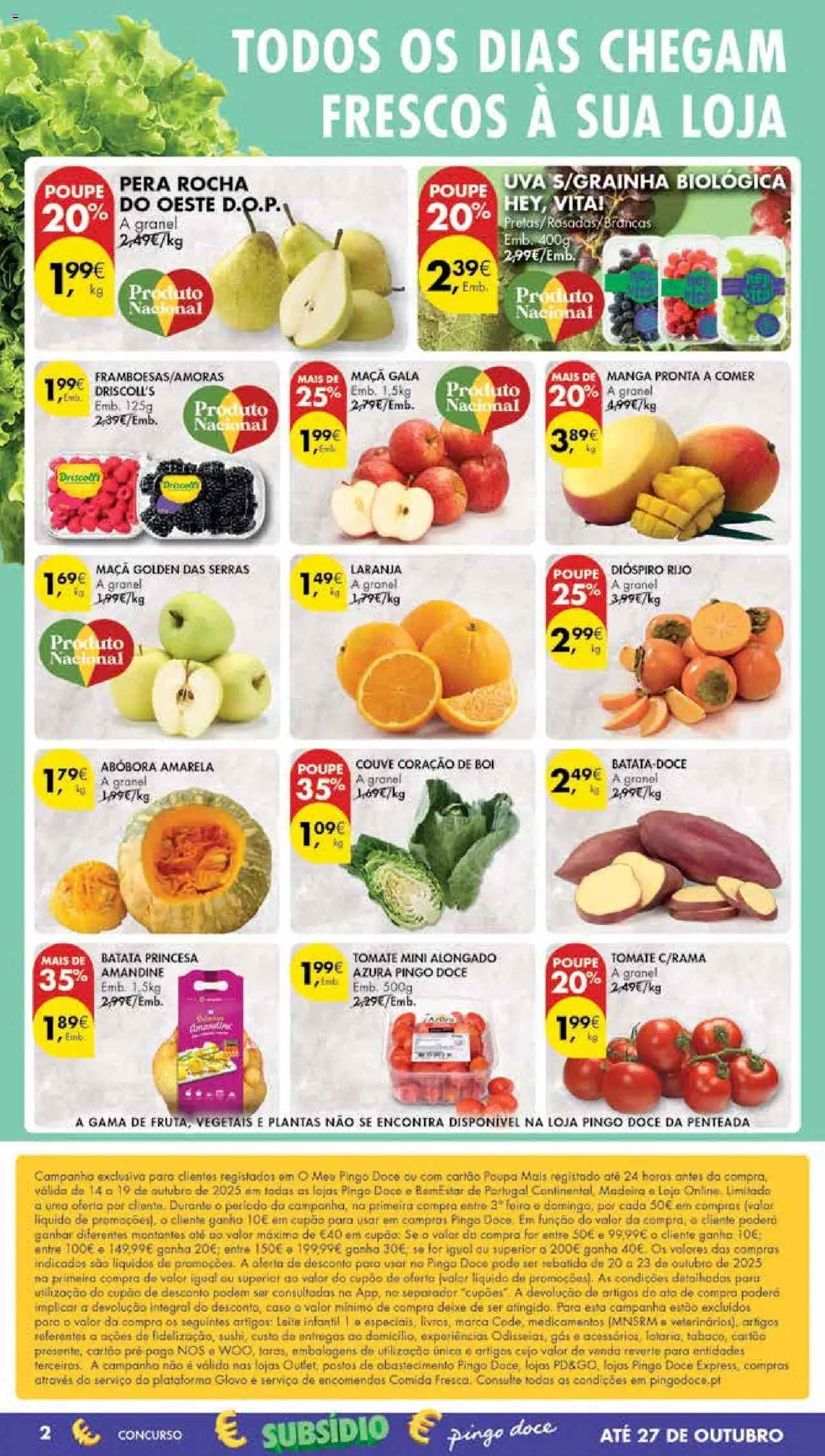 Pingo Doce Poupe Esta Semana Madeira │ válido de 14.10.2025 | Página: 2 | Produtos: Batata-doce, Maça, Abóbora, Tomate