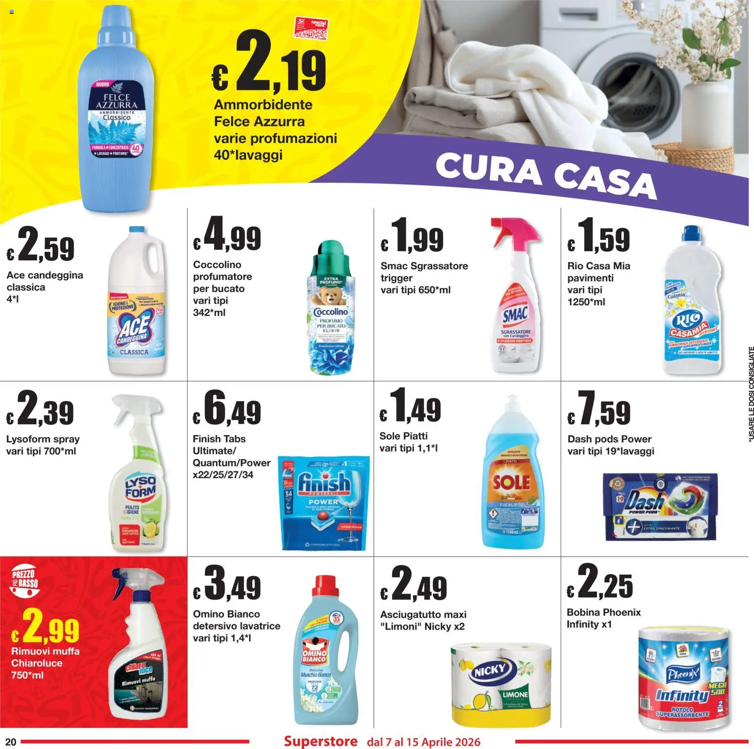 Volantino Sì con Te del 07.04.2026 | Pagina: 20 | Prodotti: Ammorbidente, Candeggina, Limone, Lavatrice