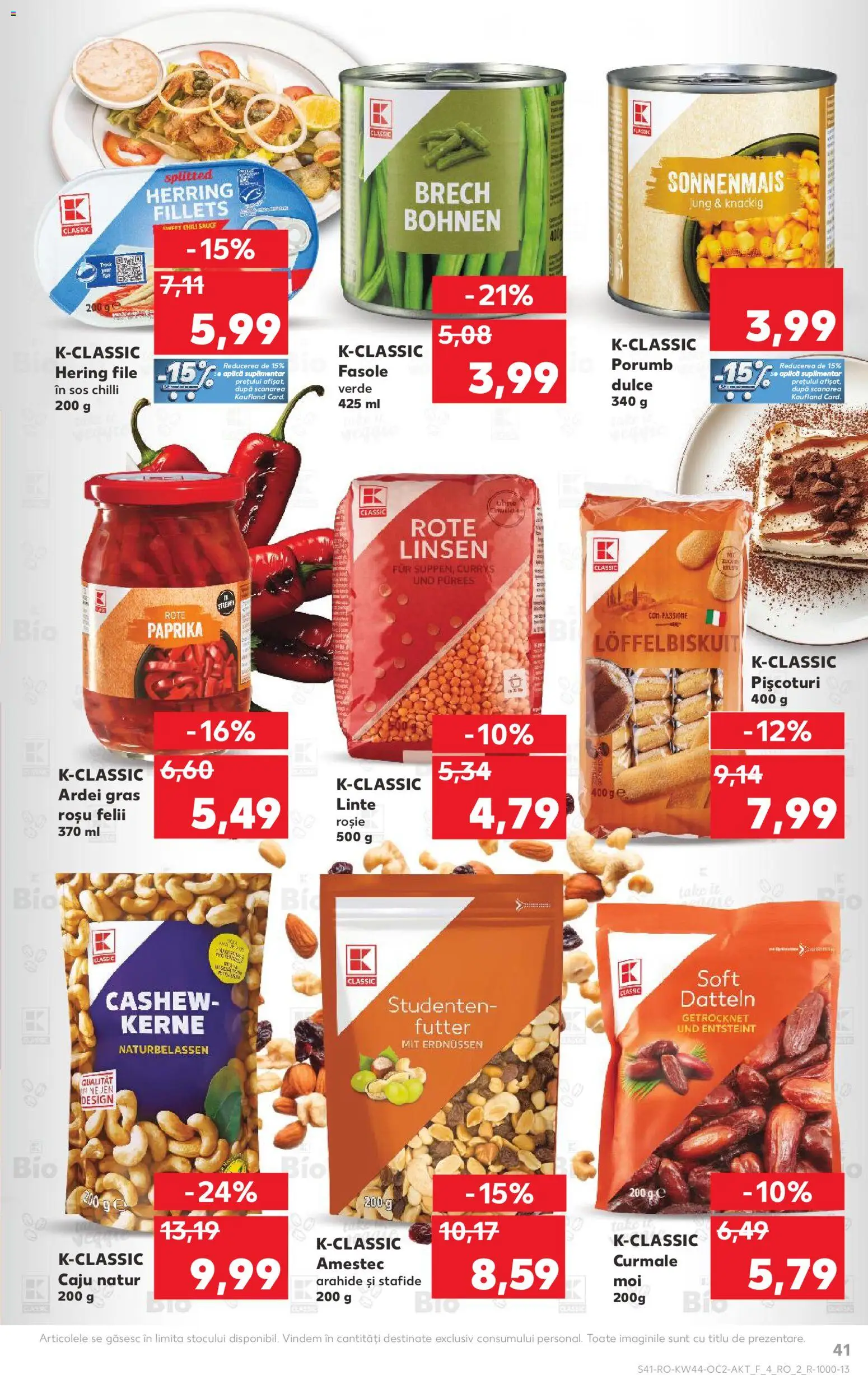 Kaufland RO akciós ujság - amely érvényes a következő dátumtól: 29.10.2025 | Oldal: 41 | Termékek: Chili, Hering