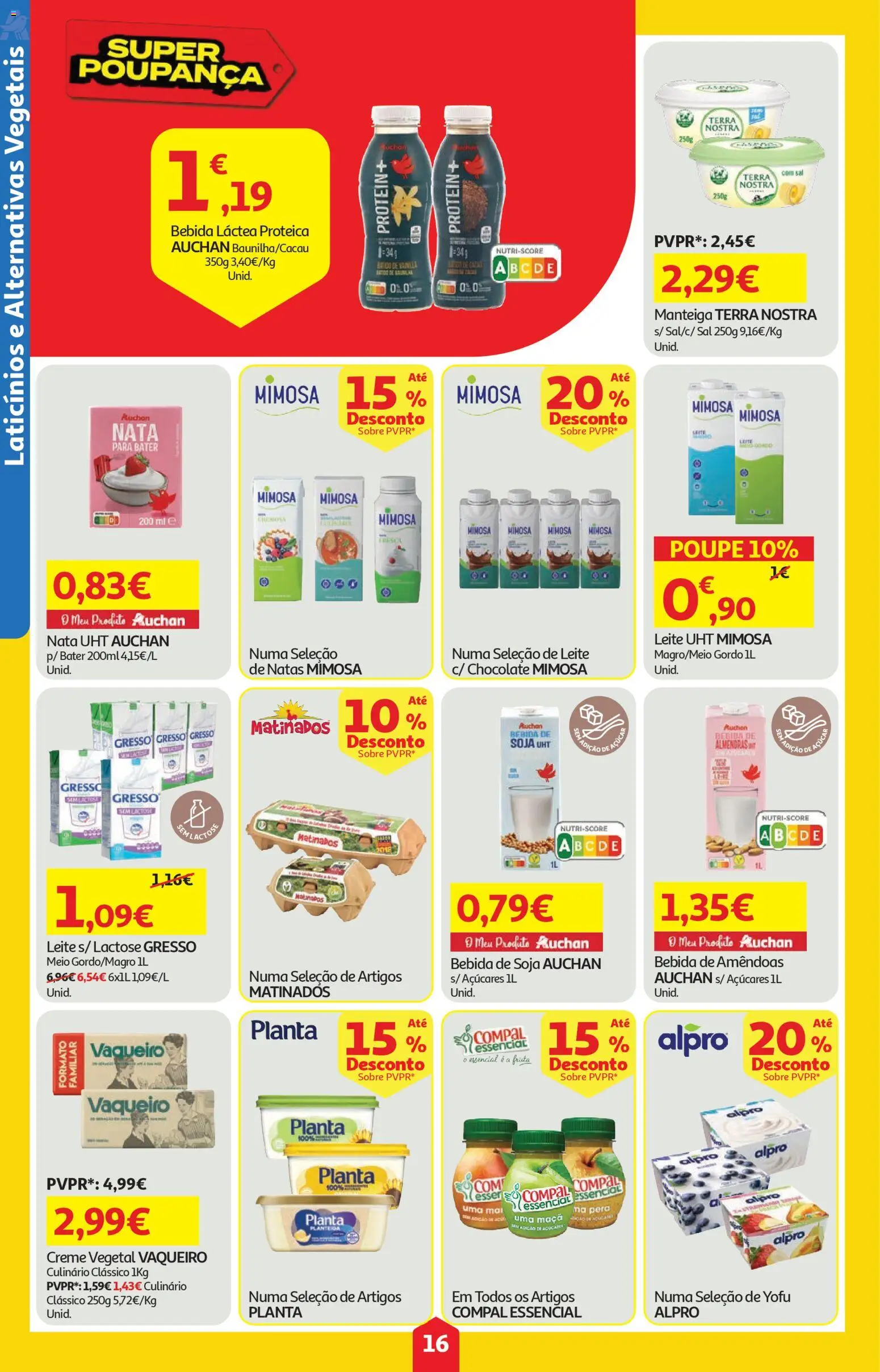 Auchan folheto │ válido de 23.04.2026 | Página: 16 | Produtos: Manteiga, Chocolate, Nata, Natas