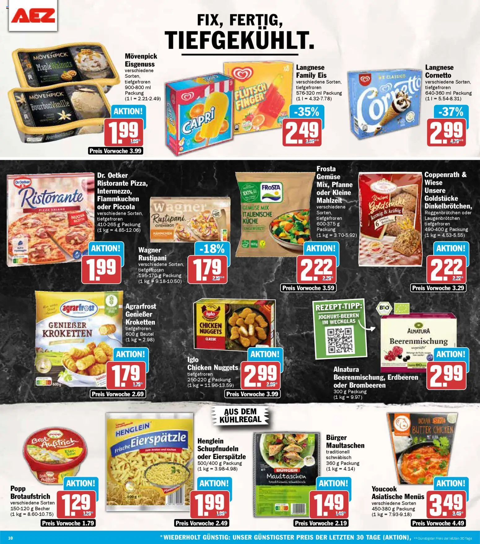 AEZ Prospekt 	 – gültig ab 29.12.2025 | Seite: 10 | Produkte: Langnese, Youcook, Frosta, Bourbon