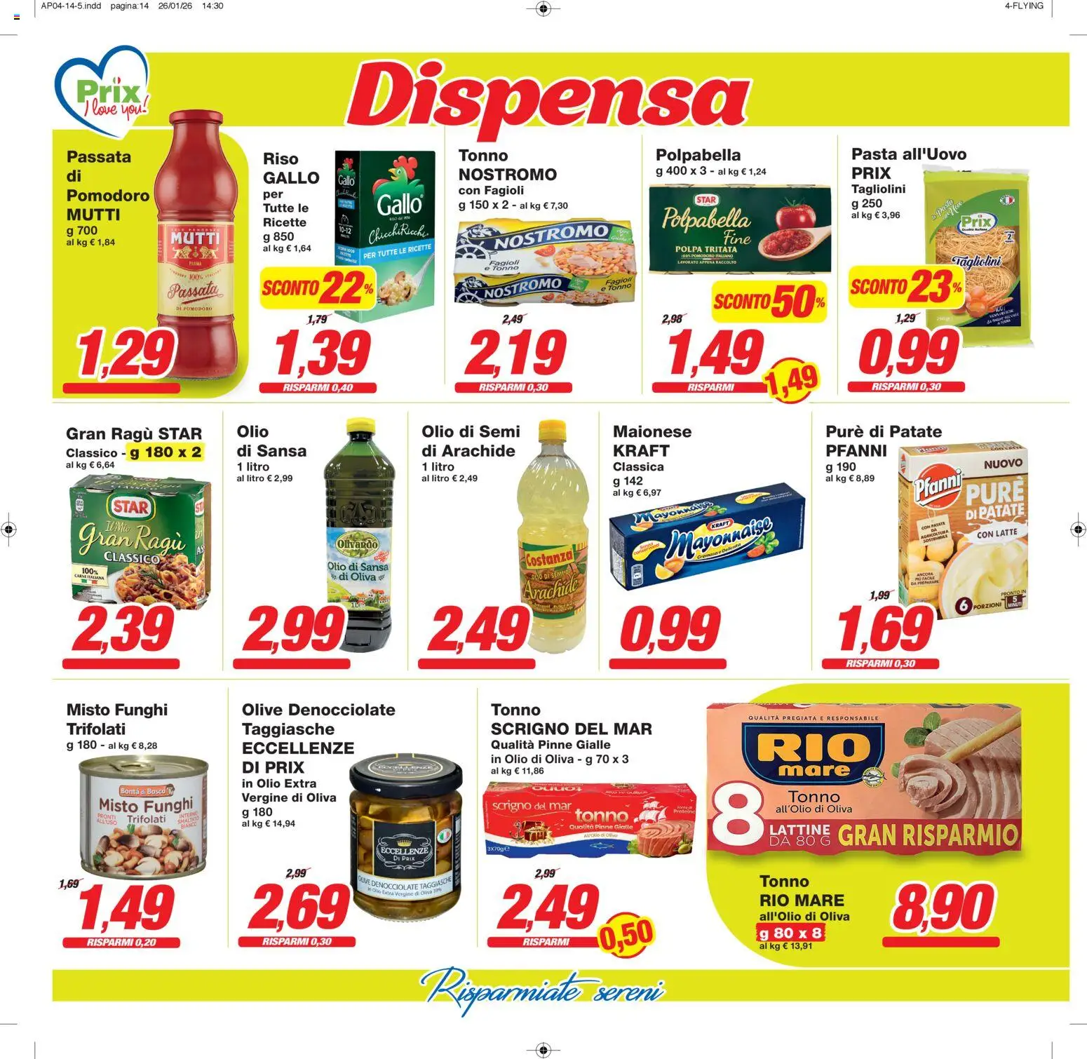 Volantino Prix del 03.02.2026 | Pagina: 14 | Prodotti: Latte, Olive, Olio extra vergine, Mutti