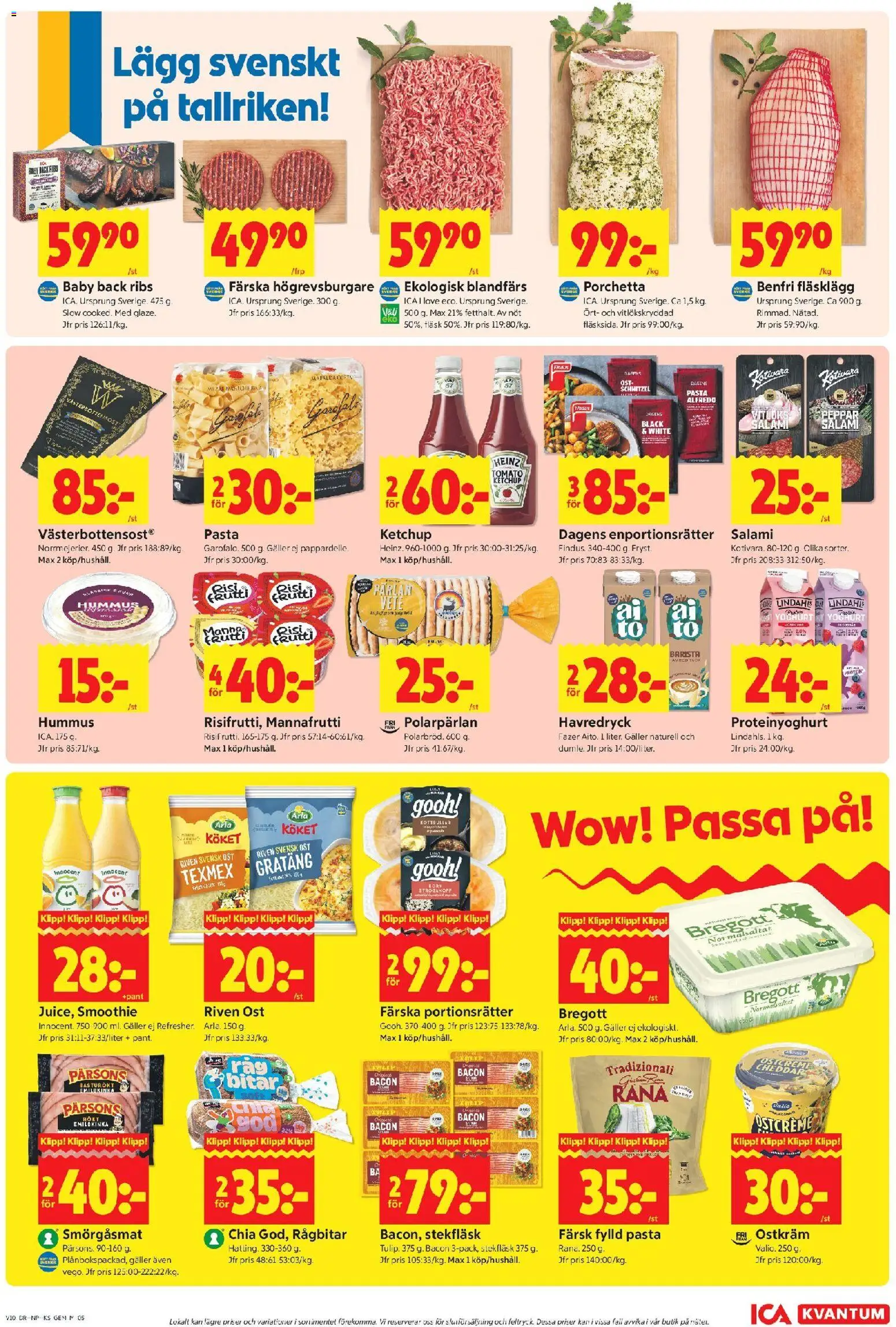 ICA Kvantum reklamblad aktuell från 02.03.2026 | Sida: 5 | Produkter: Cheddar, Riven ost, Fläsk, Ketchup
