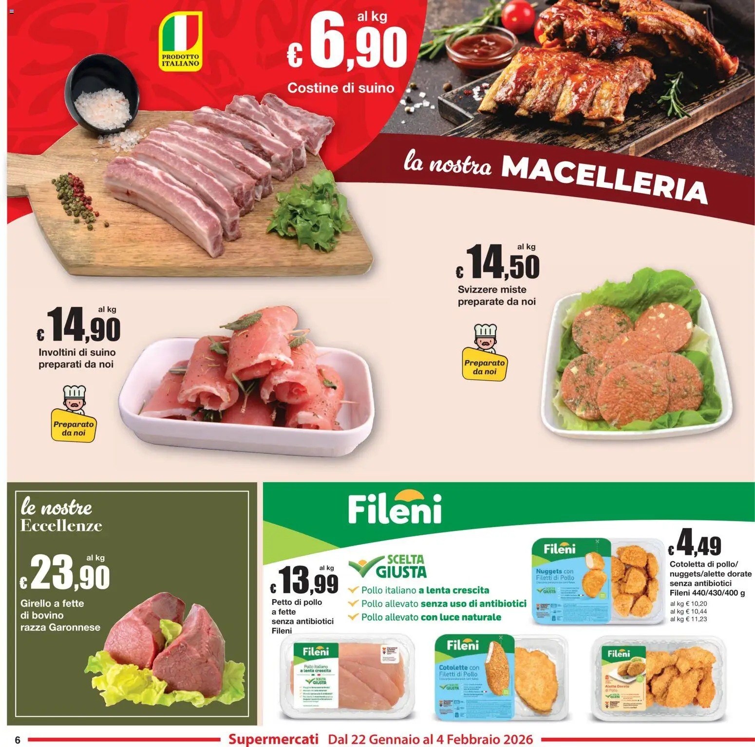 Volantino Sì con Te del 22.01.2026 | Pagina: 6 | Prodotti: Bovino, Petto di Pollo, Suino, Girello