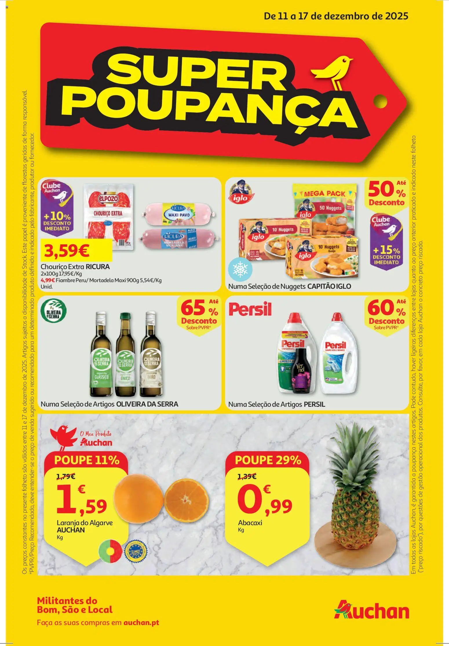 Auchan folheto │ válido de 11.12.2025 | Página: 1 | Produtos: Faca, Capitão iglo, Chouriço, Persil
