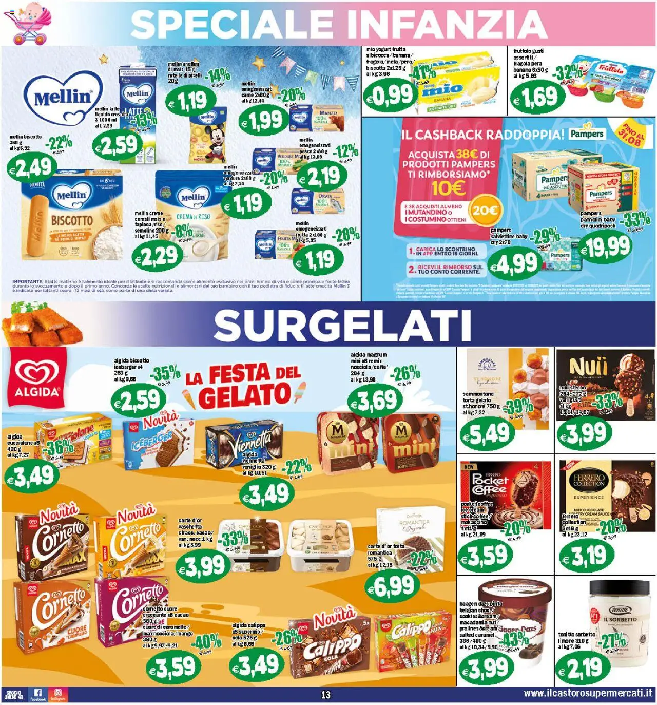 Volantino Il Castoro del 25.07.2025 | Pagina: 13 | Prodotti: Pannolini, Verdure, Mais, Cacao
