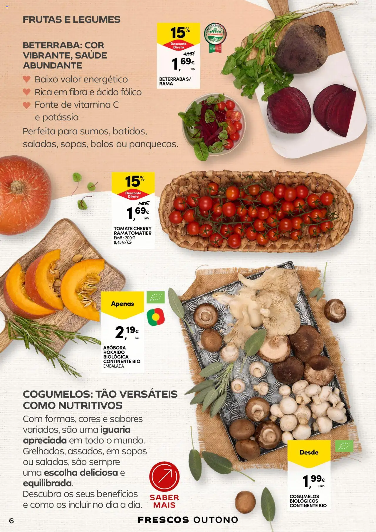 Continente - Frescos: O outono vem cheio de sabor │ válido de 21.10.2025 | Página: 6 | Produtos: Beterraba, Abóbora, Vitamina c, Cogumelos
