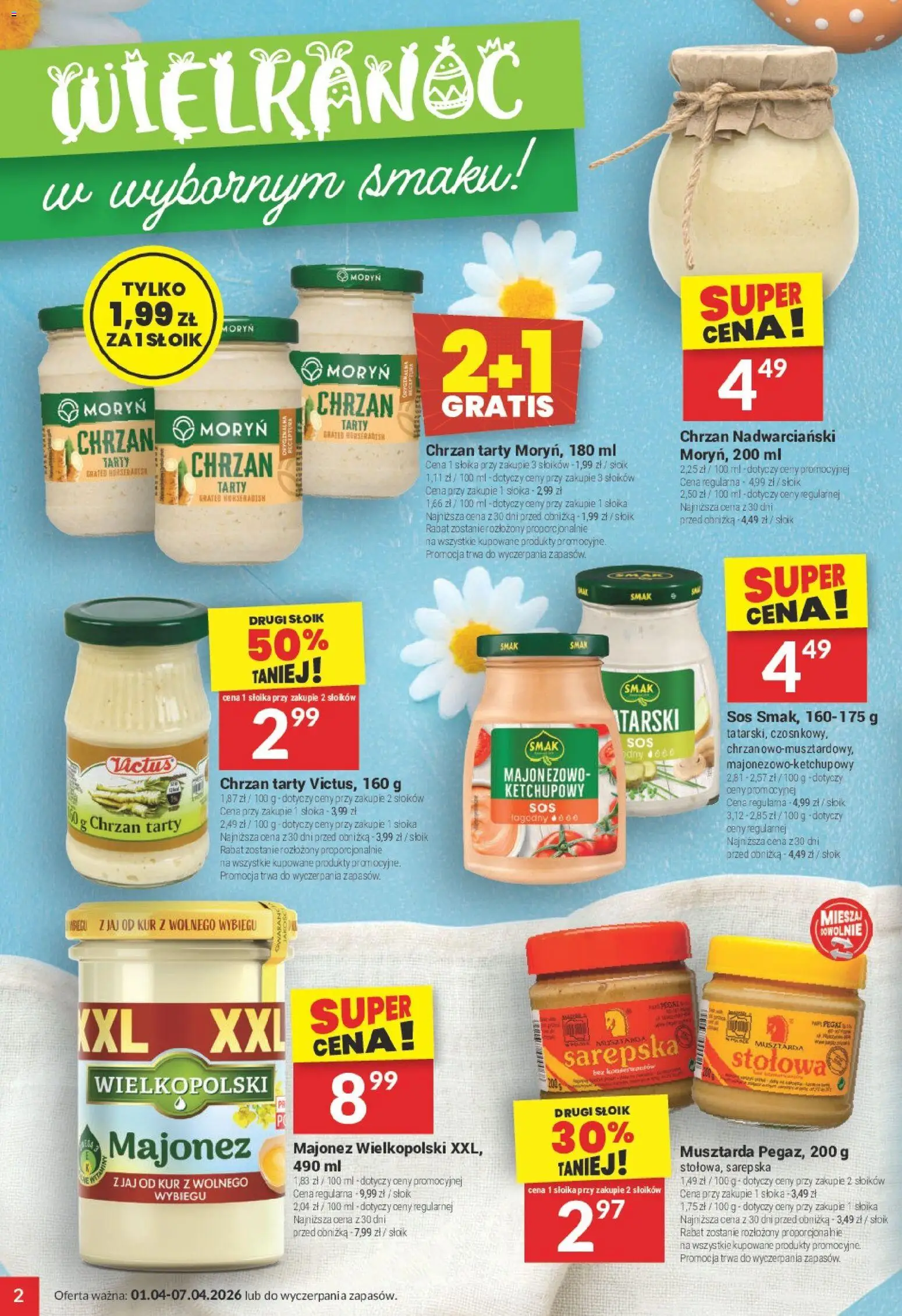 Twój Market gazetka od 01.04.2026 | Strona: 2 | Produkty: Musztarda, Chrzan, Majonez, Sos