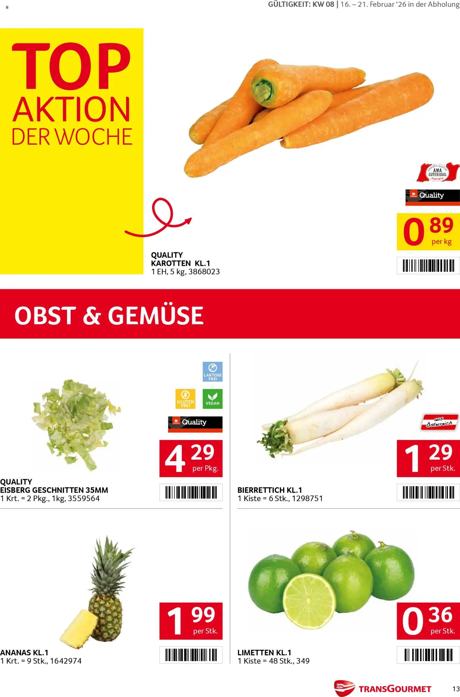 Transgourmet Flugblatt gültig ab 16.02.2026 | Seite: 13