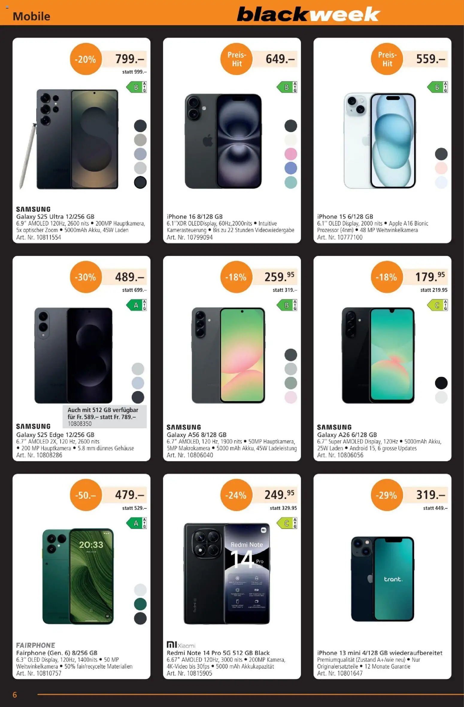 Fust - Black Friday – gültig ab 25.11.2025 | Seite: 6 | Produkte: Samsung, Iphone, Xiaomi