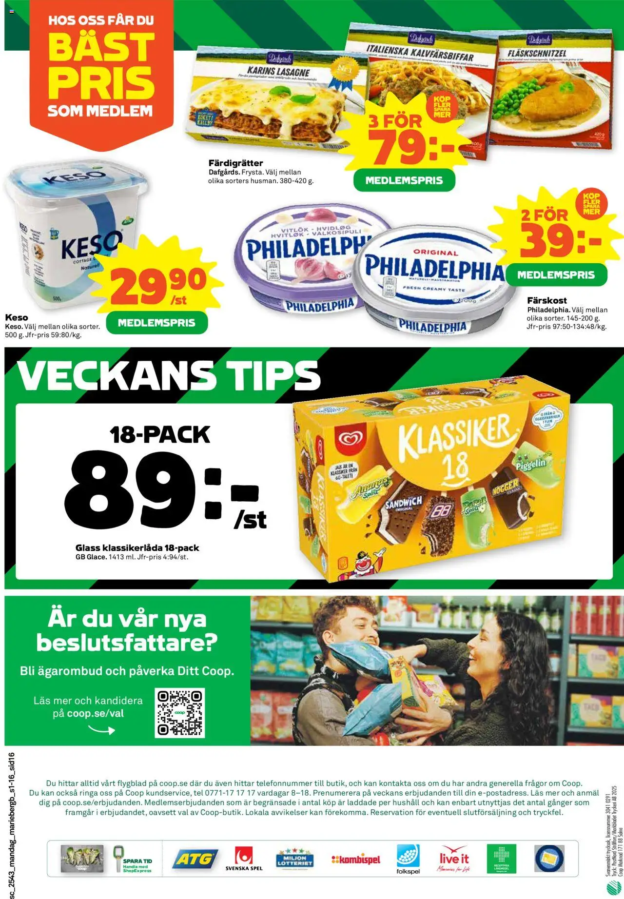 Coop Forum reklamblad aktuell från 20.10.2025 | Sida: 16 | Produkter: Sandwich, Keso, Glass, Spel