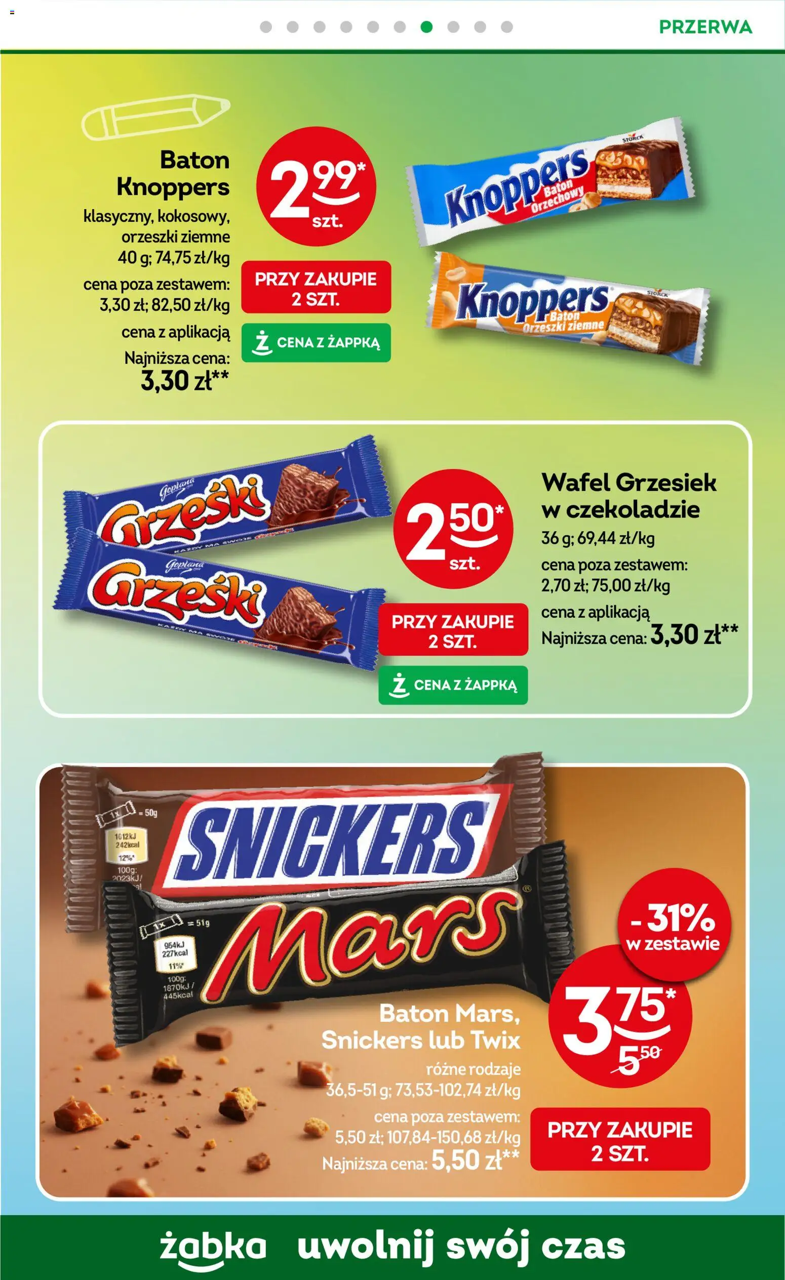 Żabka Gazetka od 05.11.2025 | Strona: 54 | Produkty: Knoppers, Baton, Orzeszki ziemne