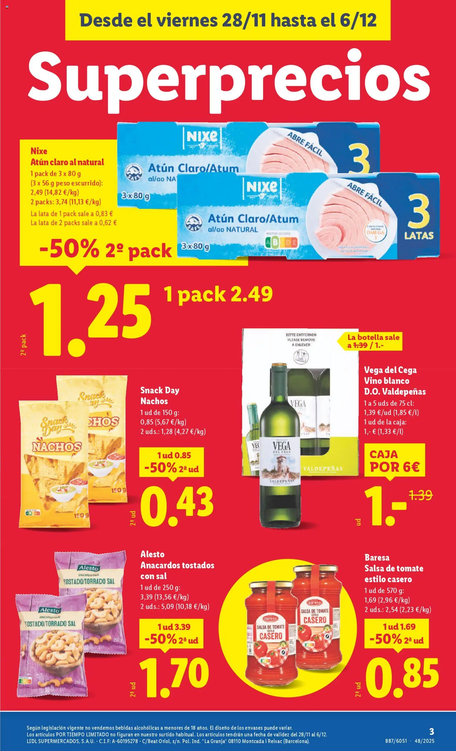 Lidl -Teraple │ válido desde el 28.11.2025 | Página: 3 | Productos: Καλτσάκια μισά, Salsa de tomate, Peso, Caja