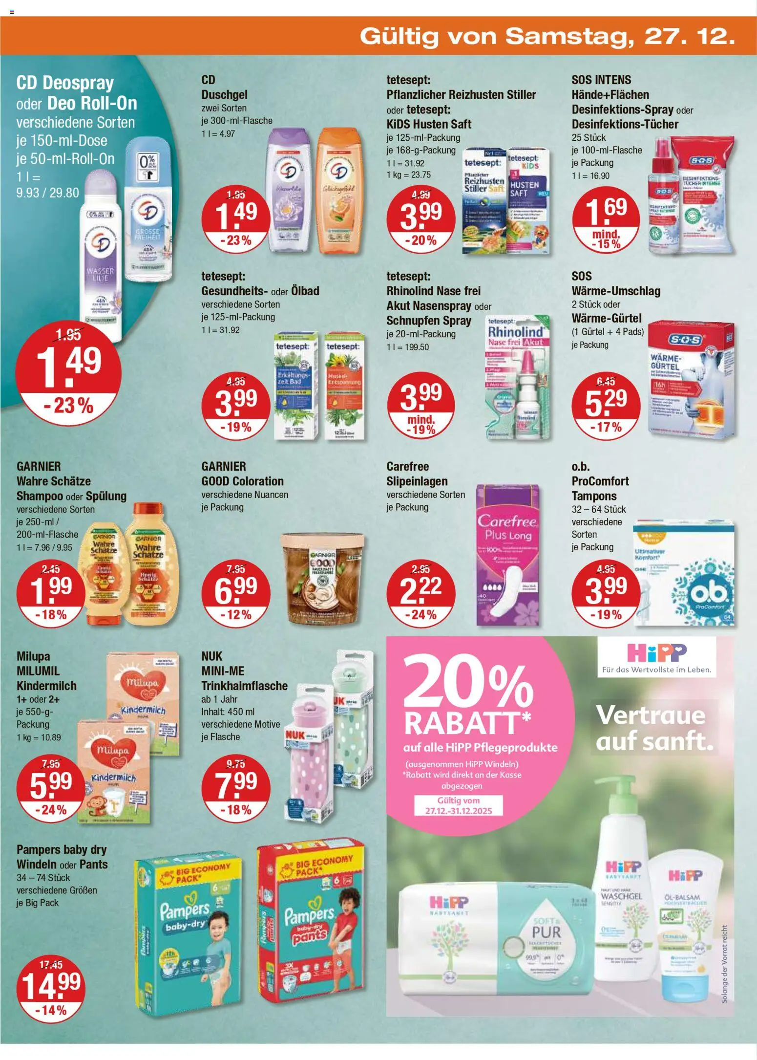 V-Markt - München – gültig ab 27.12.2025 | Seite: 10 | Produkte: Spülung, Duschgel, Deospray, Saft