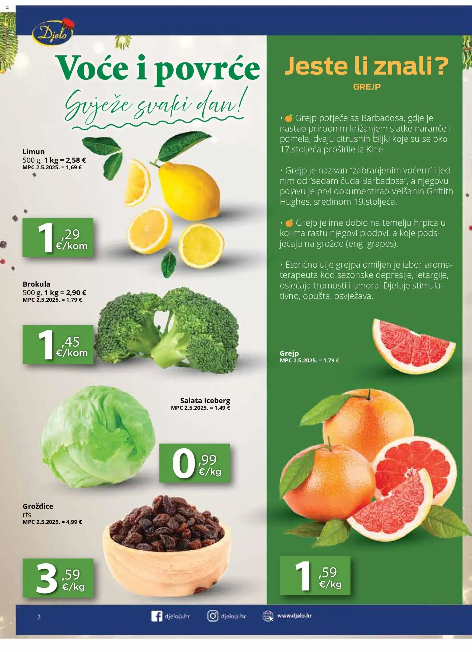 Djelo katalog | vrijedi od 26.11.2025 | Stranica: 2 | Proizvodi: Brokula, Salata, Grožđice, Limun