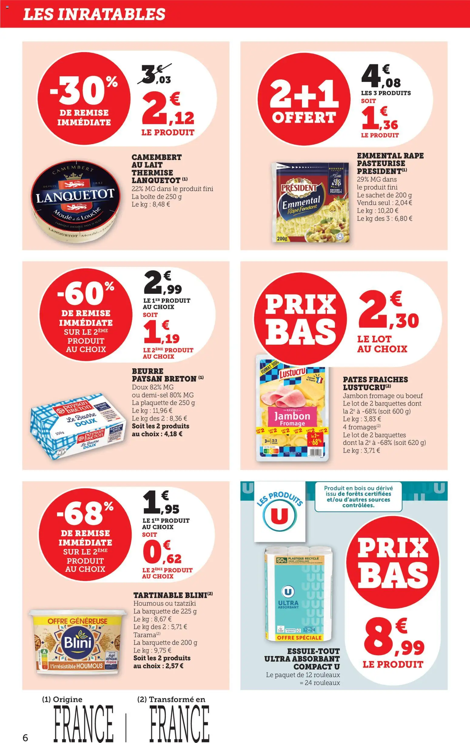 {H1} | Page: 7 | Produits: Pâtes fraîches, Lait, Beurre, Jambon