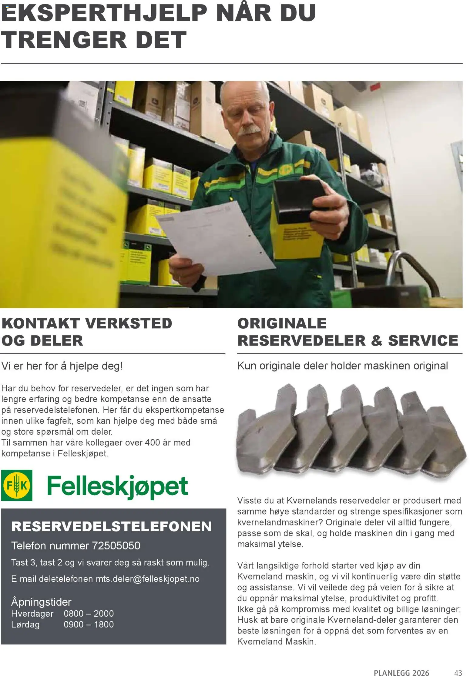 {H1} | Side: 43 | Produkter: Kontakt, Telefon