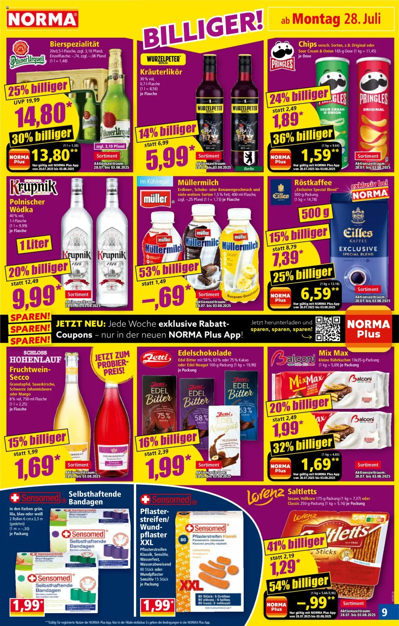Norma Prospekt 	 - gültig ab dem 28.07.2025 | Seite: 9 | Produkte: Kaffee, Mango, Pringles, Chips