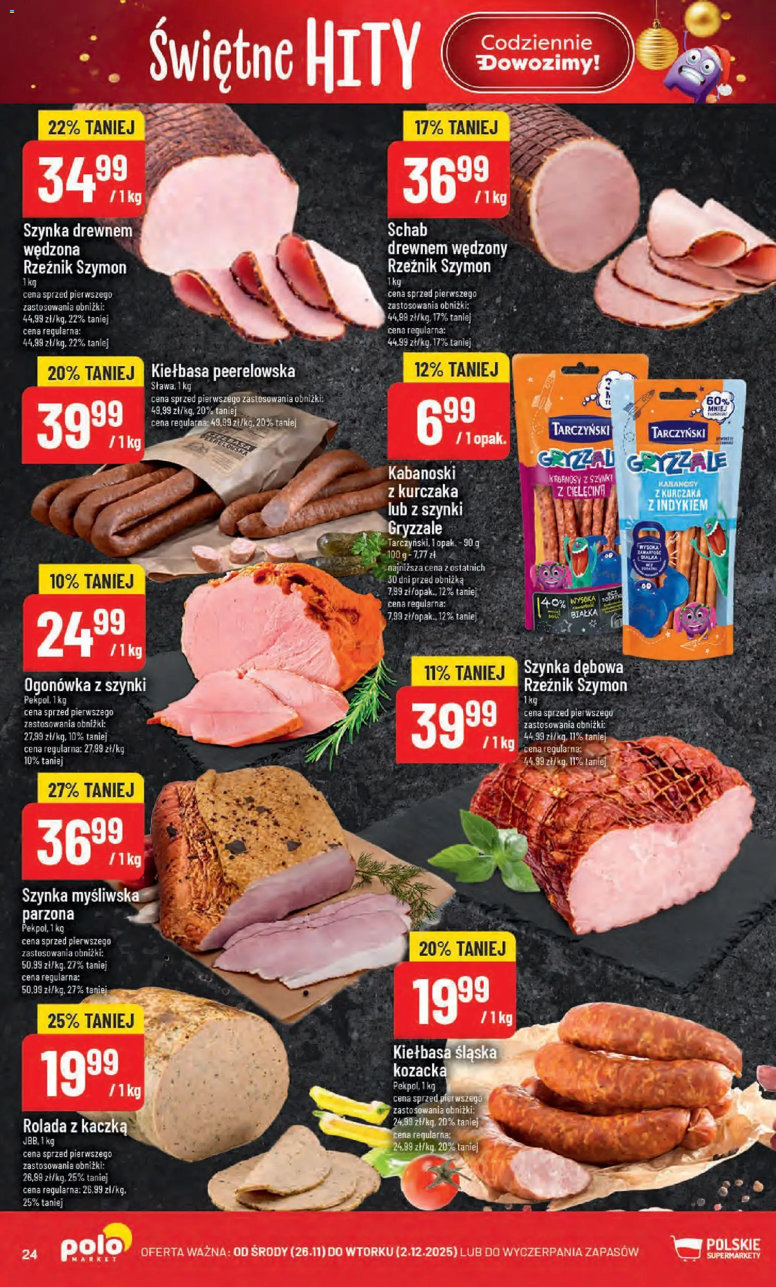 POLOmarket Black Friday od 26.11.2025 | Strona: 24 | Produkty: Myśliwska, Kaczka, Kabanosy z kurczaka, Szynka