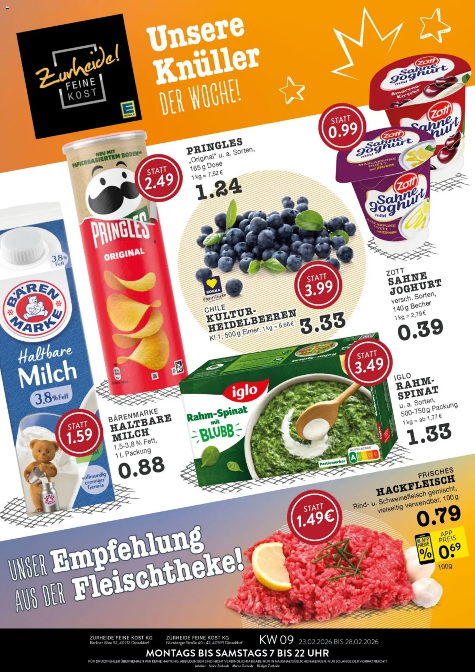 Edeka Zurheide Prospekt 	 – gültig ab 23.02.2026 | Seite: 1 | Produkte: Mascarpone, Joghurt, Sahne, Hackfleisch