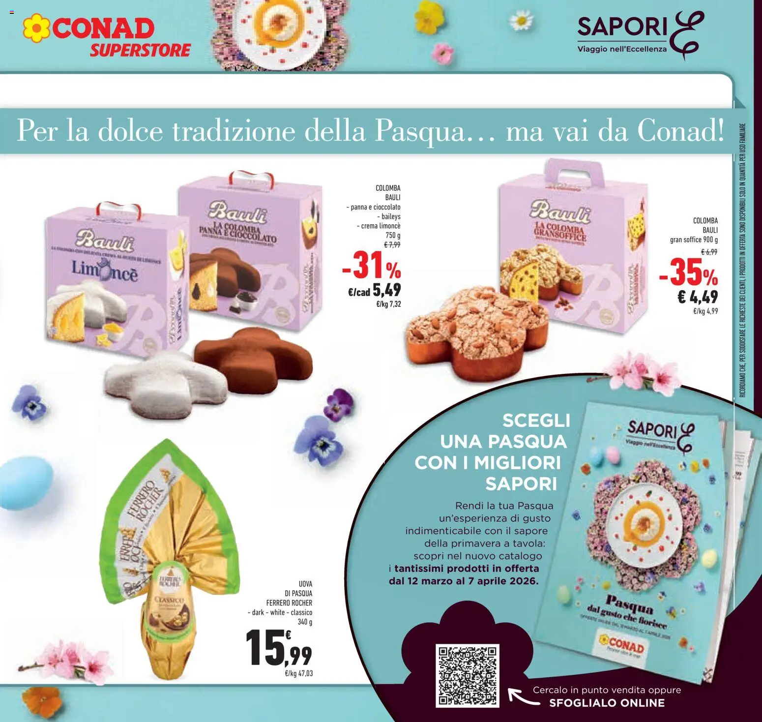 Volantino Conad del 25.03.2026 | Pagina: 5 | Prodotti: Crema, Uova, Cioccolato, Panna